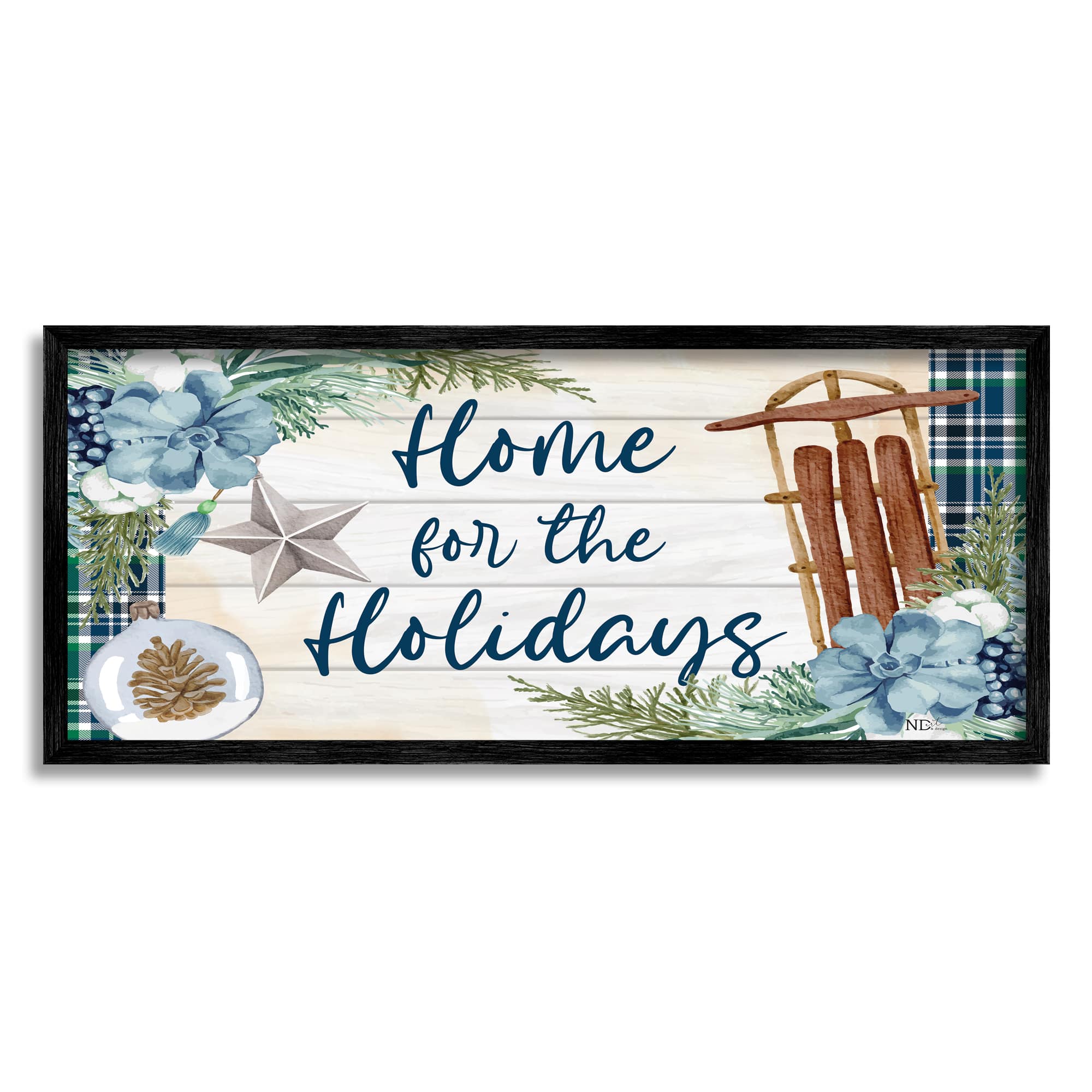 Stupell Industries Home For The Holidays Tartan Framed Giclee Art