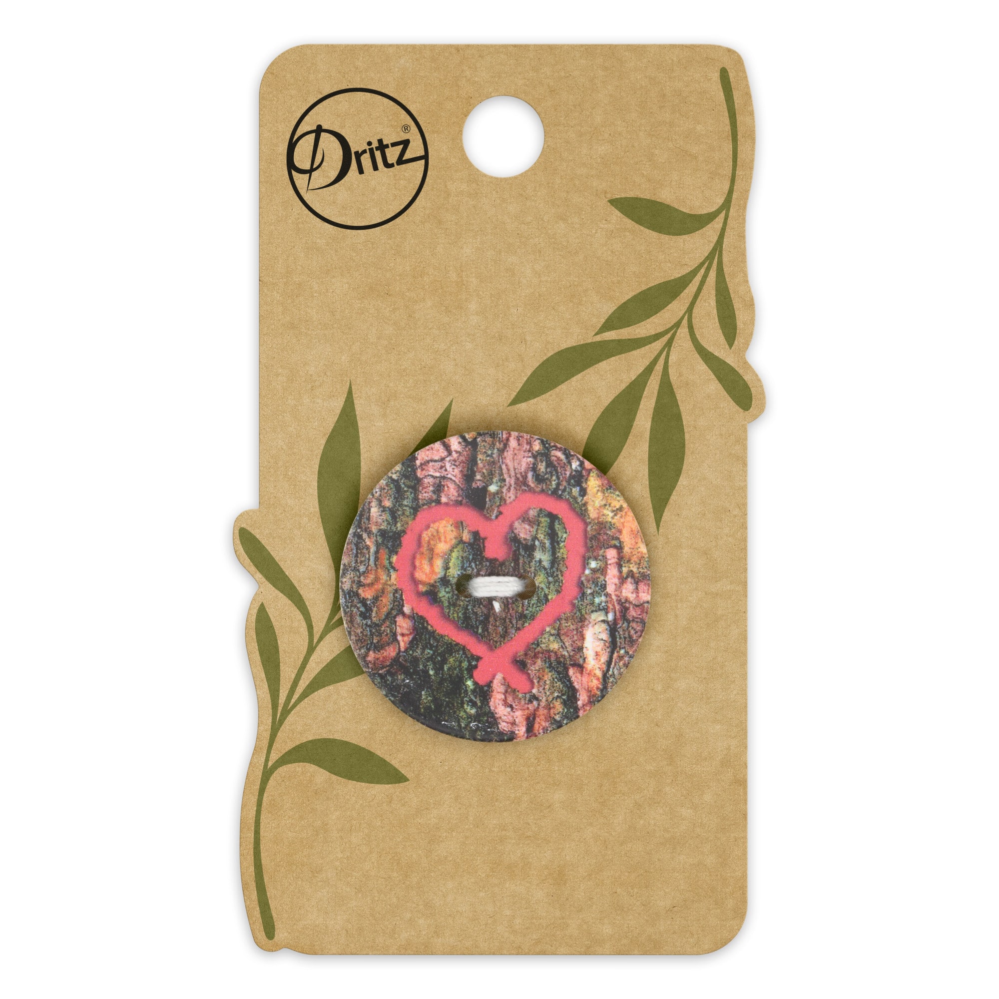 Dritz® 30mm Red Sustainable Coconut Round Heart Button, 3ct.