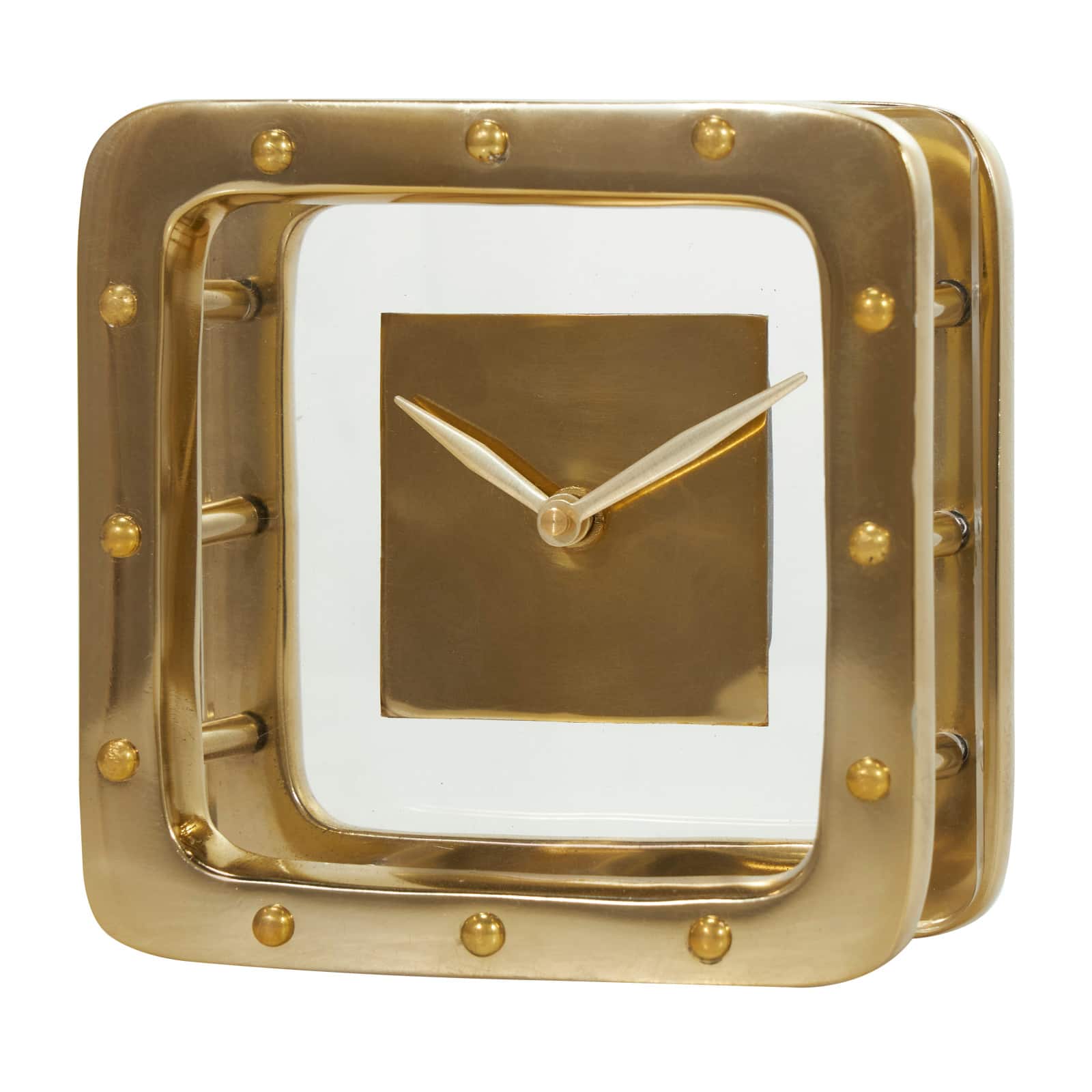 6" Gold Aluminum Geometric Floating Clock