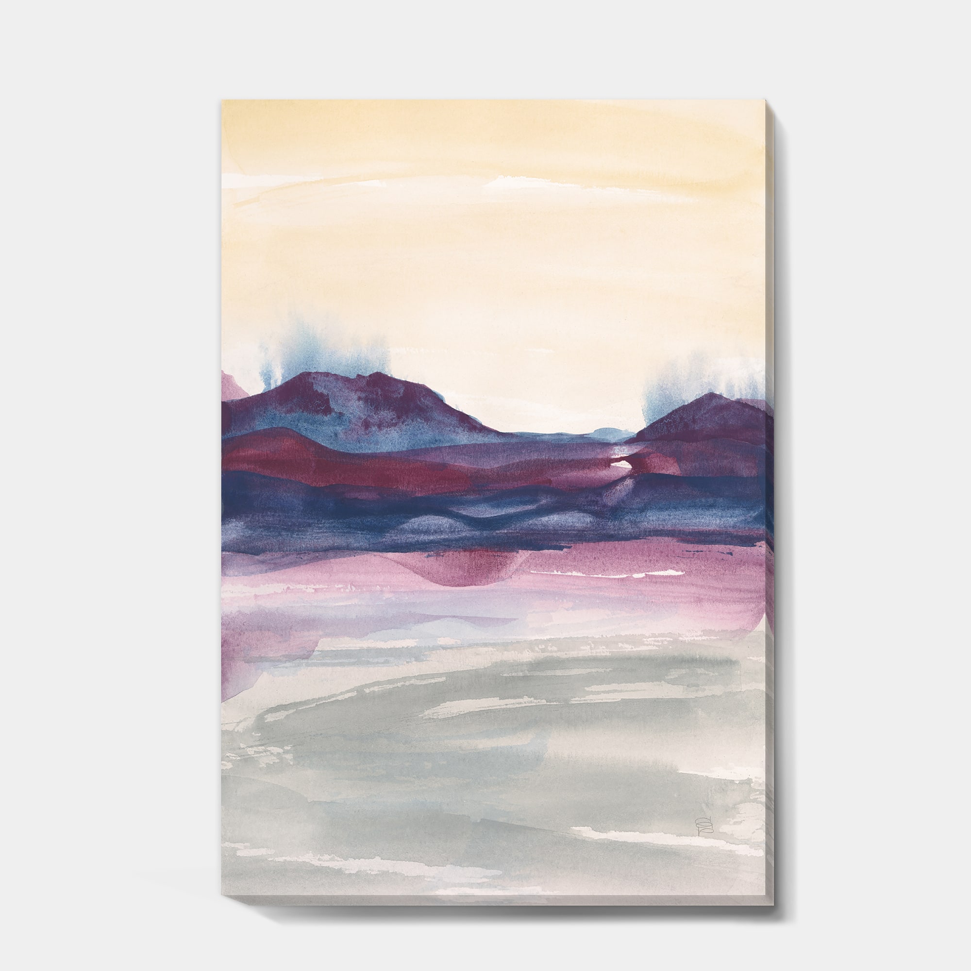 Designart - Shabby Watercolor on Purple II - Shabby Chic Canvas Art