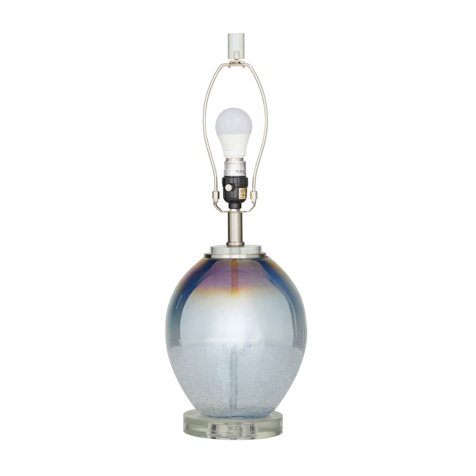 Blue Glass Table Lamp Set of 2 14", 23"