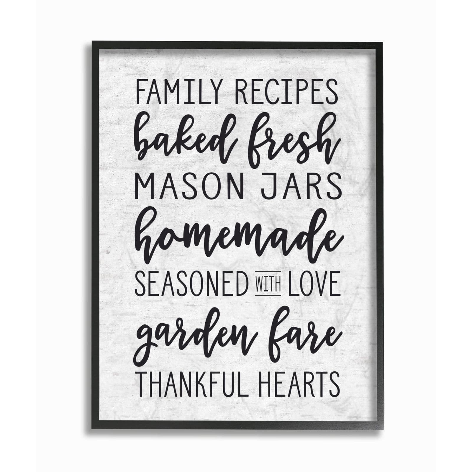 Stupell Industries Family Recipes Typography Black Framed Wall Art