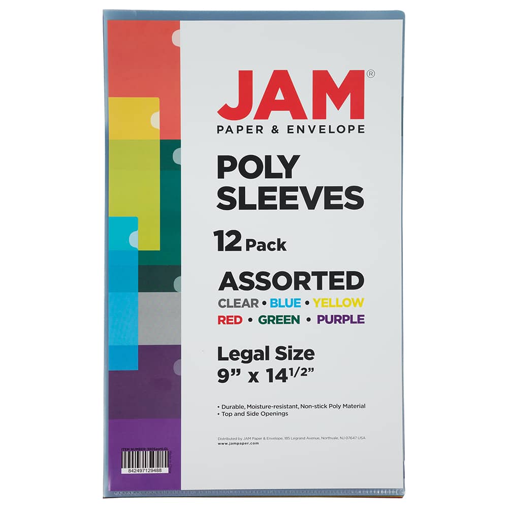 JAM Paper 9" x 14.5" Plastic Sleeve Page Protectors, 12ct.