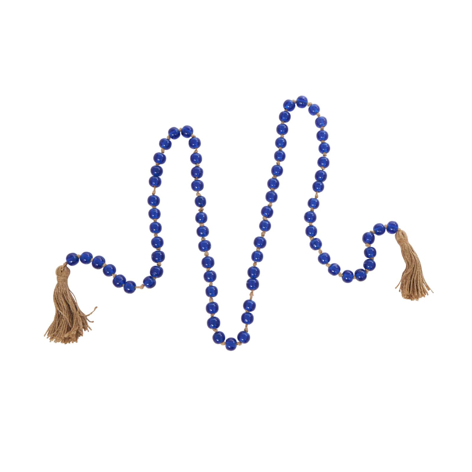 86.5" Handmade Round Glass Beaded Garland with Jute Tassel