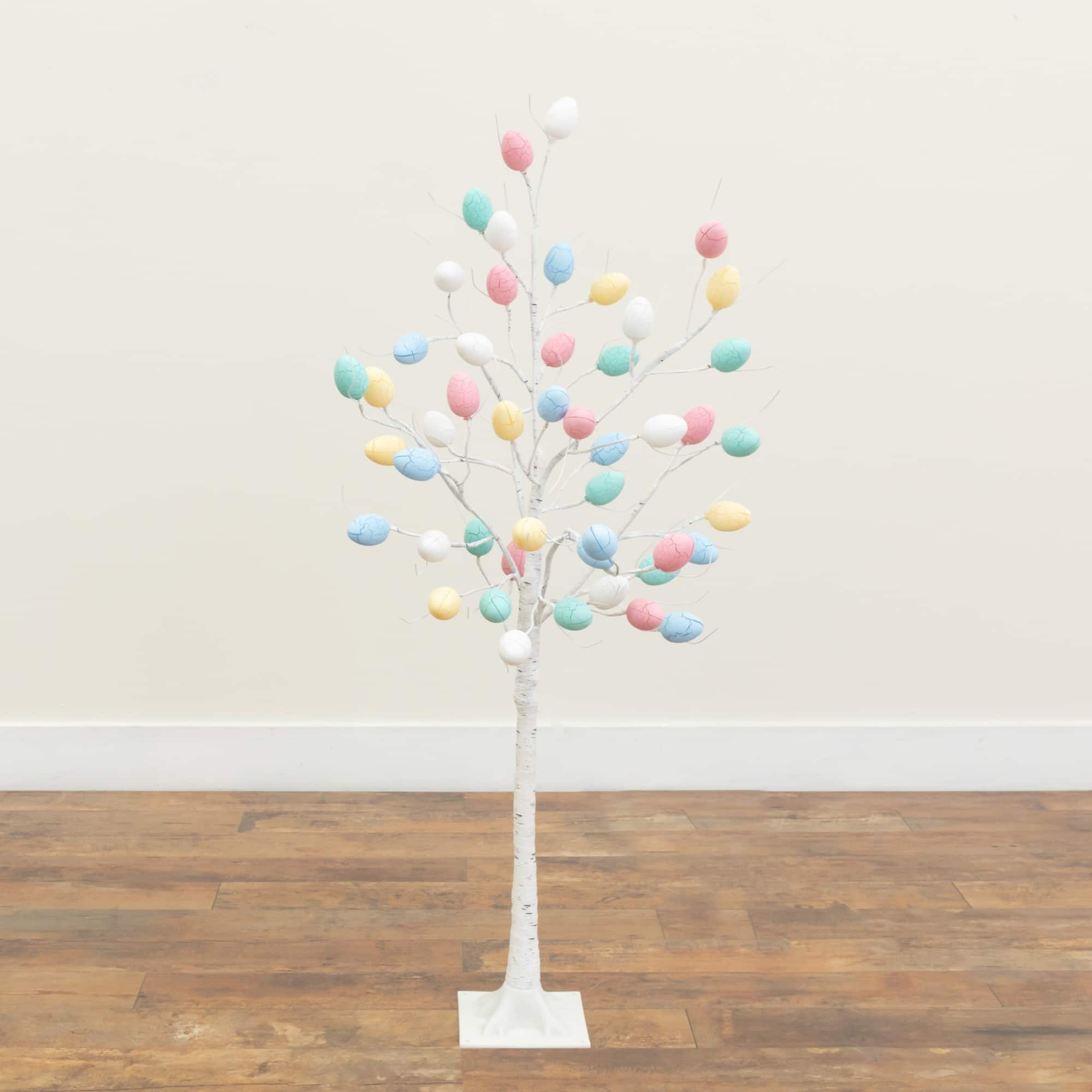 4ft. Pre-Lit Artificial Easter Twig Tree with 48 Egg Shaped LED Ornaments