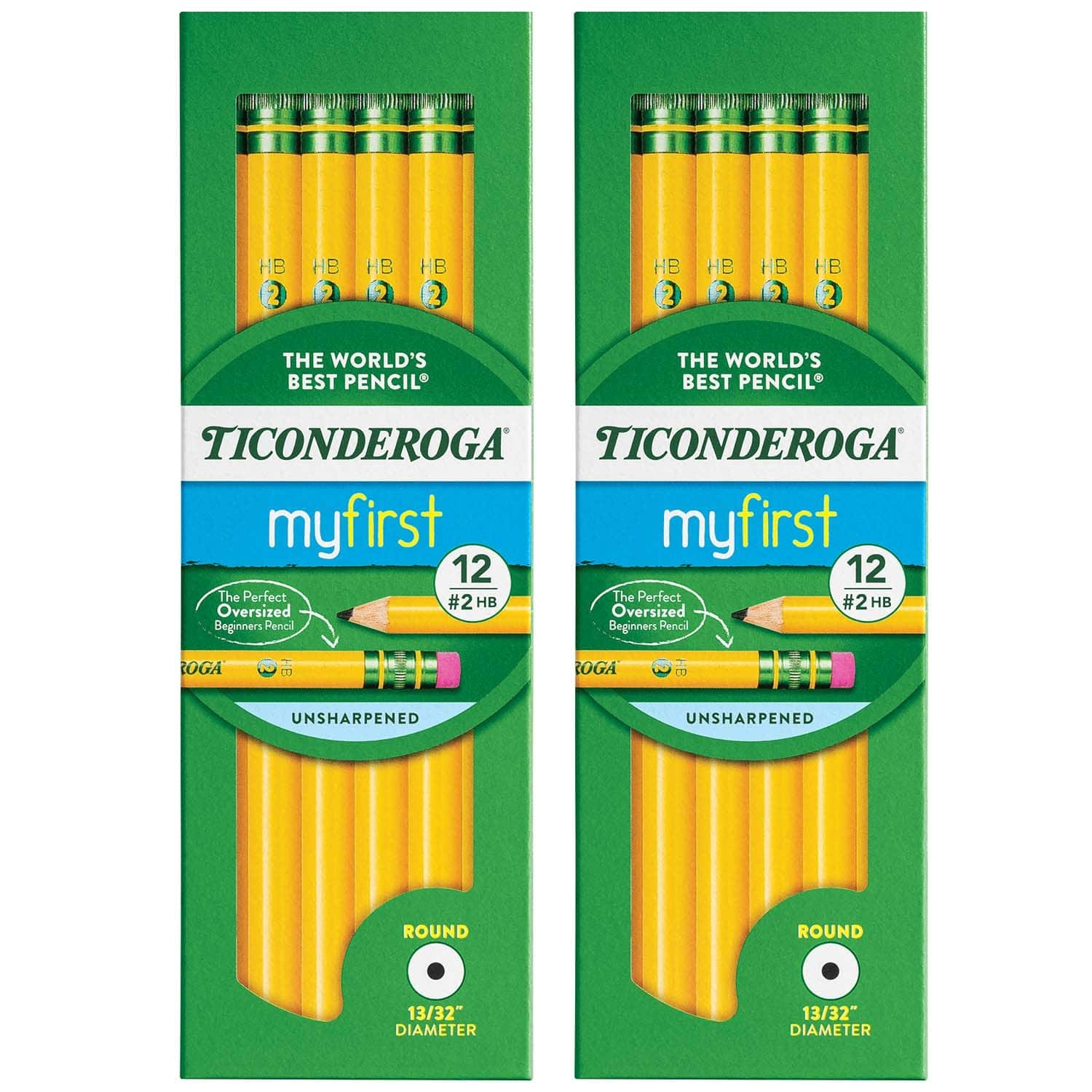 Ticonderoga® Beginners® 0.4mm 2HB Pencils with Eraser, 2 Packs of 12