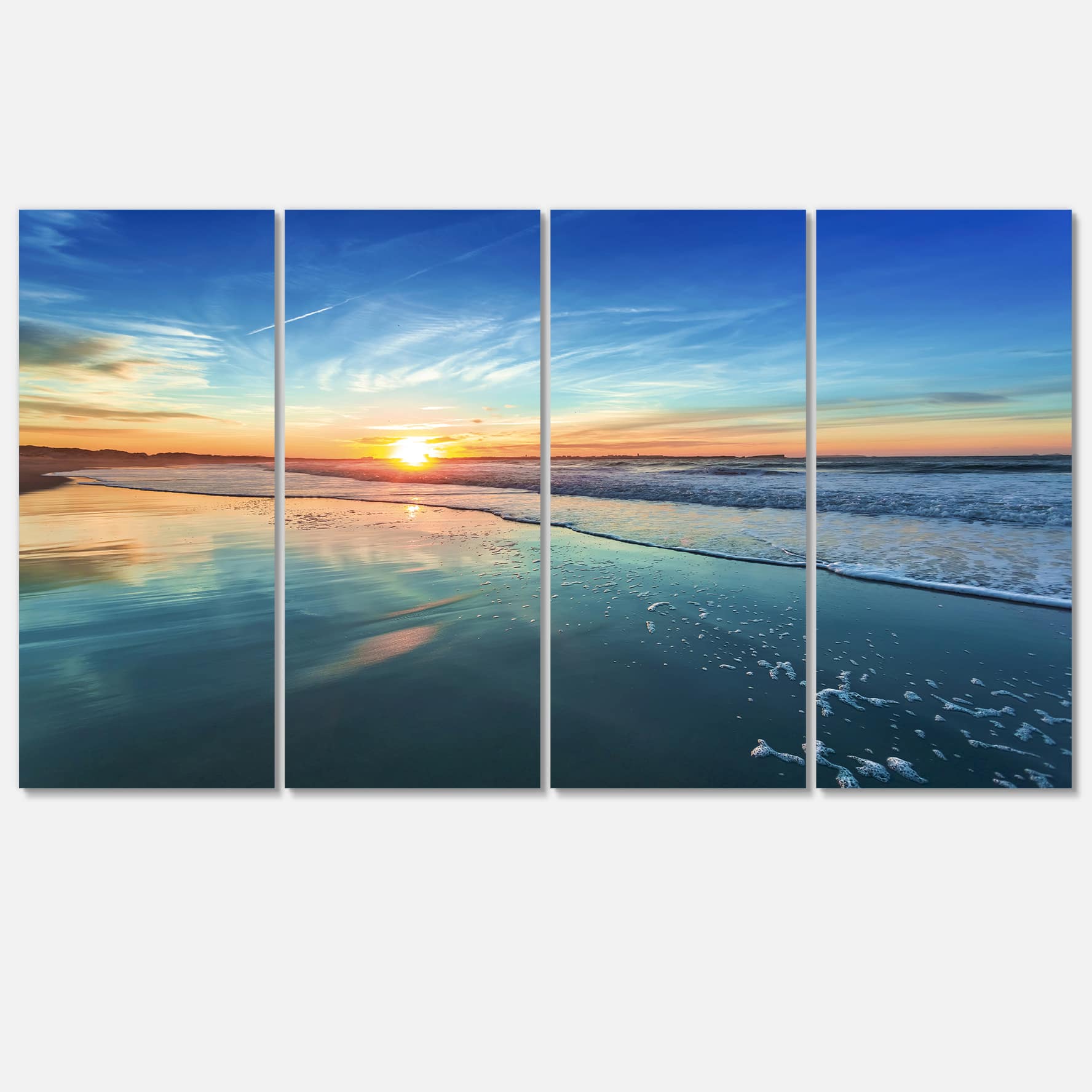 Designart - Blue Seashore with Distant Sunset