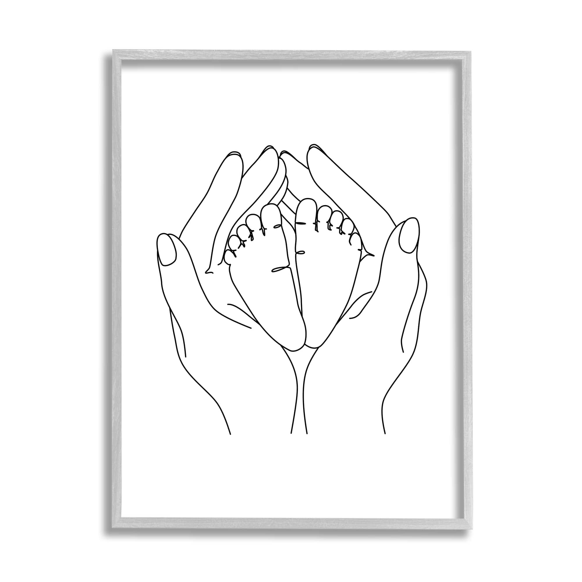 Stupell Industries Hands Holding Baby Feet Minimal Line Drawing in Frame Wall Art