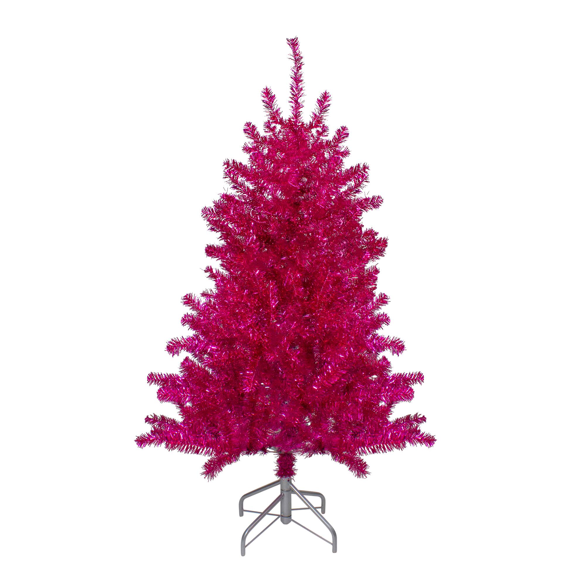 4.5ft. Unlit Metallic Pink Tinsel Artificial Christmas Tree