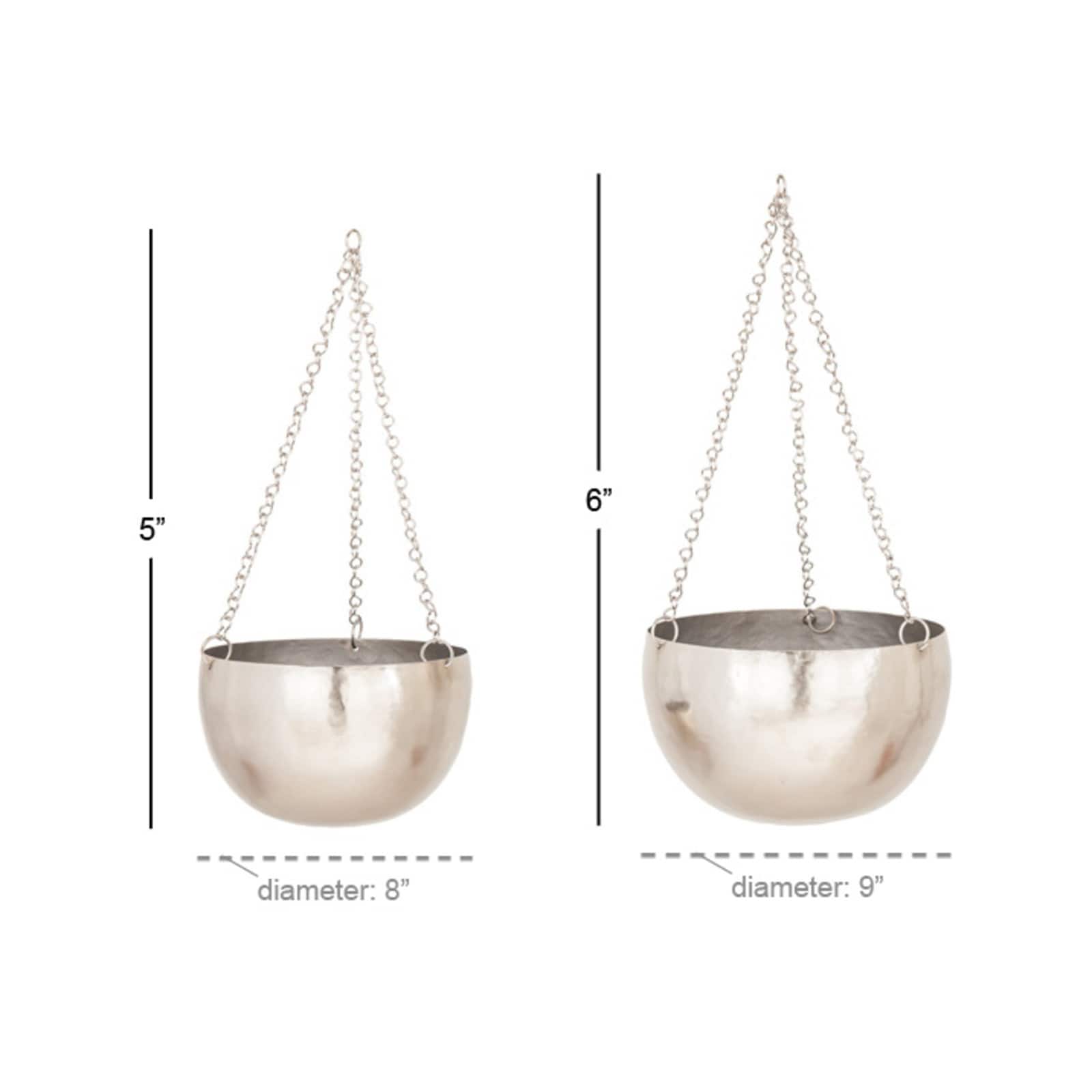Silver Metal Glam Planter Set, 5" & 6"