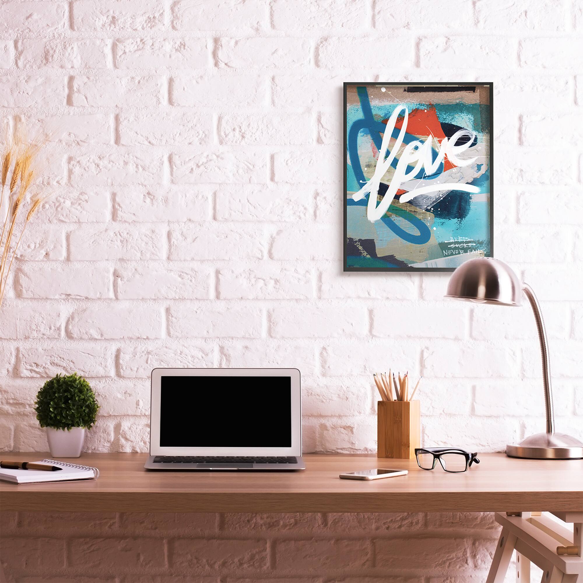 Stupell Industries Graffiti Love Text Modern Urban Wall Art in Frame