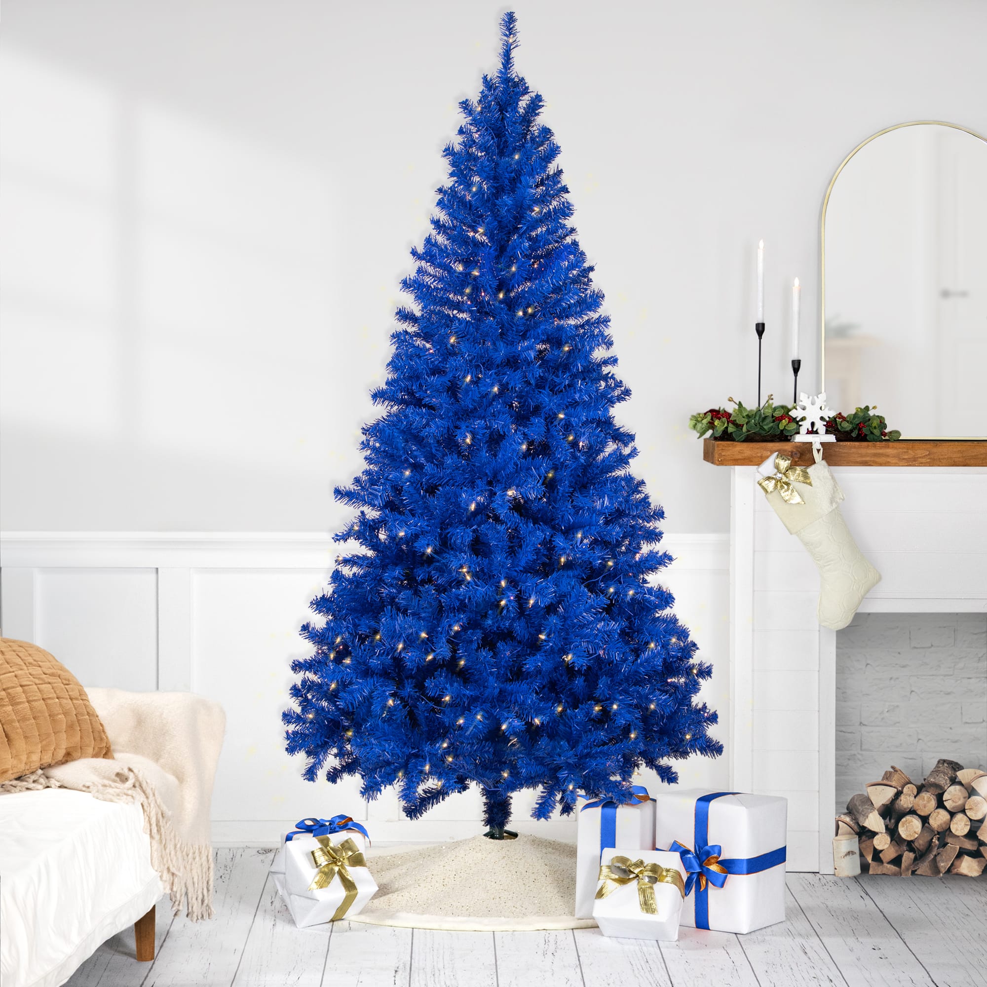 7Ft Pre-Lit Royal Blue Pine Artificial Christmas Tree, Clear Lights By Northlight | 7 ft | Michaels®