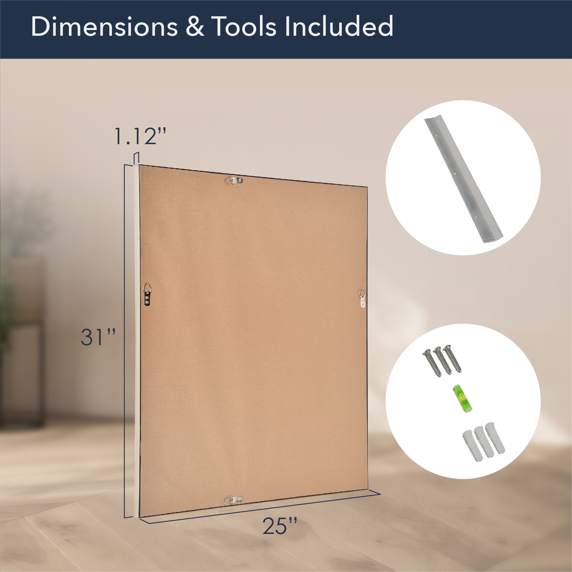 Head West 31" Brushed Nickel Pave Textured Framed Wall Vanity Mirror