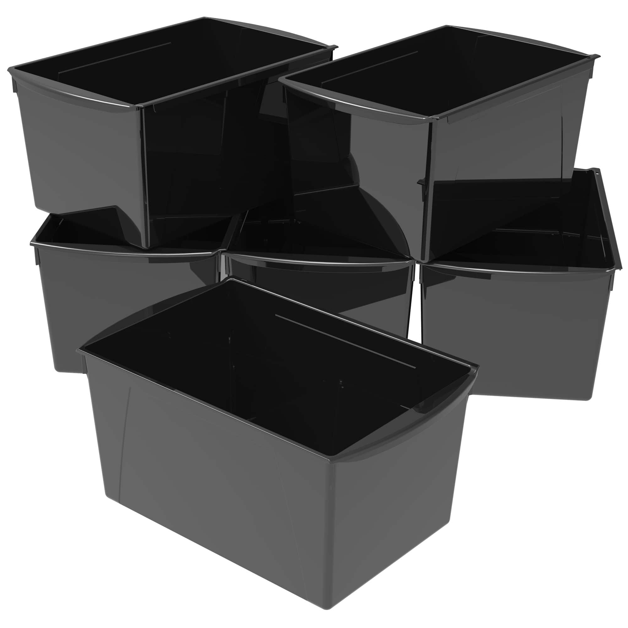 Storex Wide Book Bin Black, Set of 6