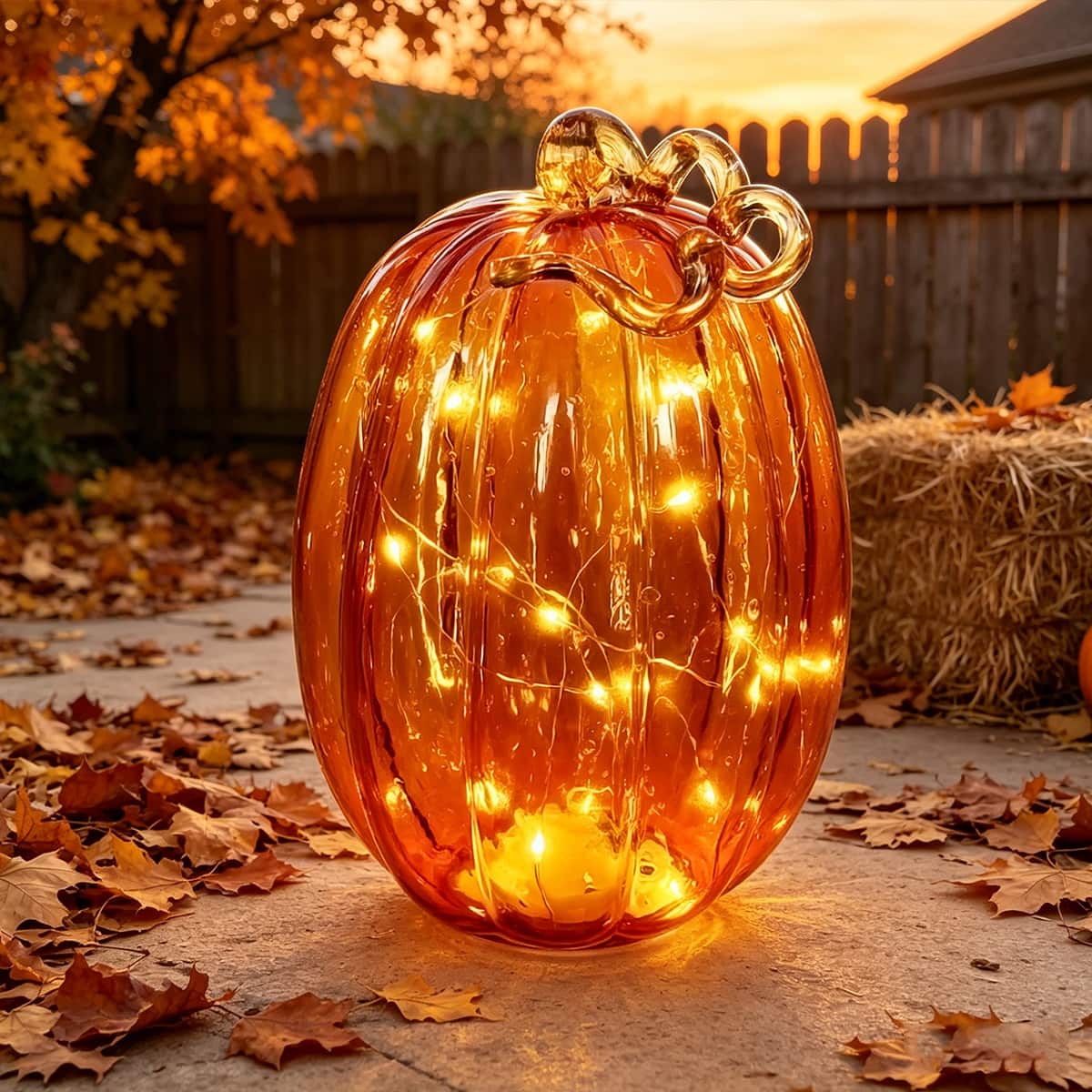 9.25" LED Glass Pumpkin Décor by Ashland®