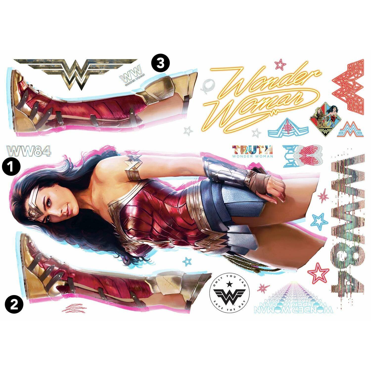 RoomMates Wonder Woman Peel & Stick Giant Wall Decals