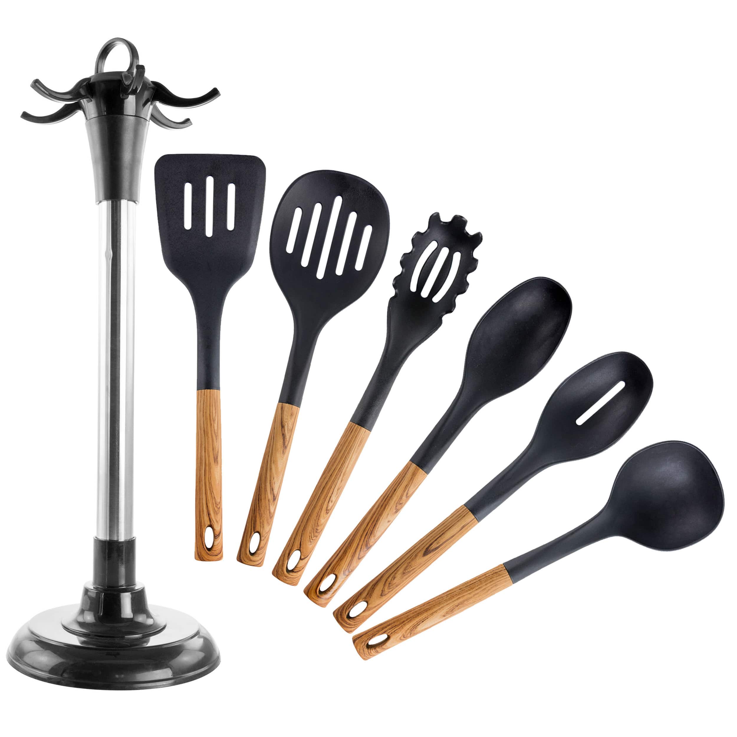 MegaChef Black Nylon & Wood Cooking Utensils Set, 7ct.