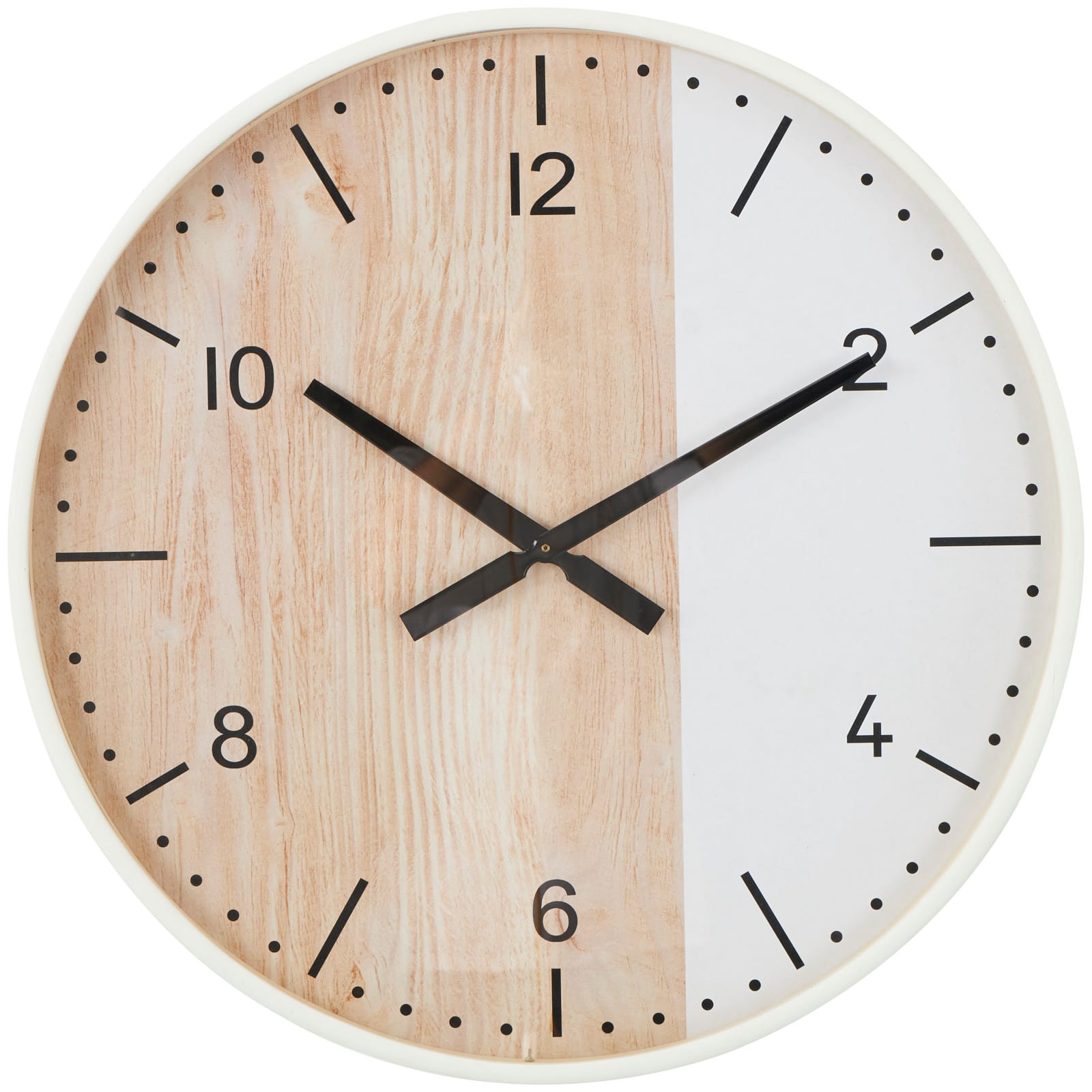 23.5" Woodgrain & White 2-Tone Wall Clock