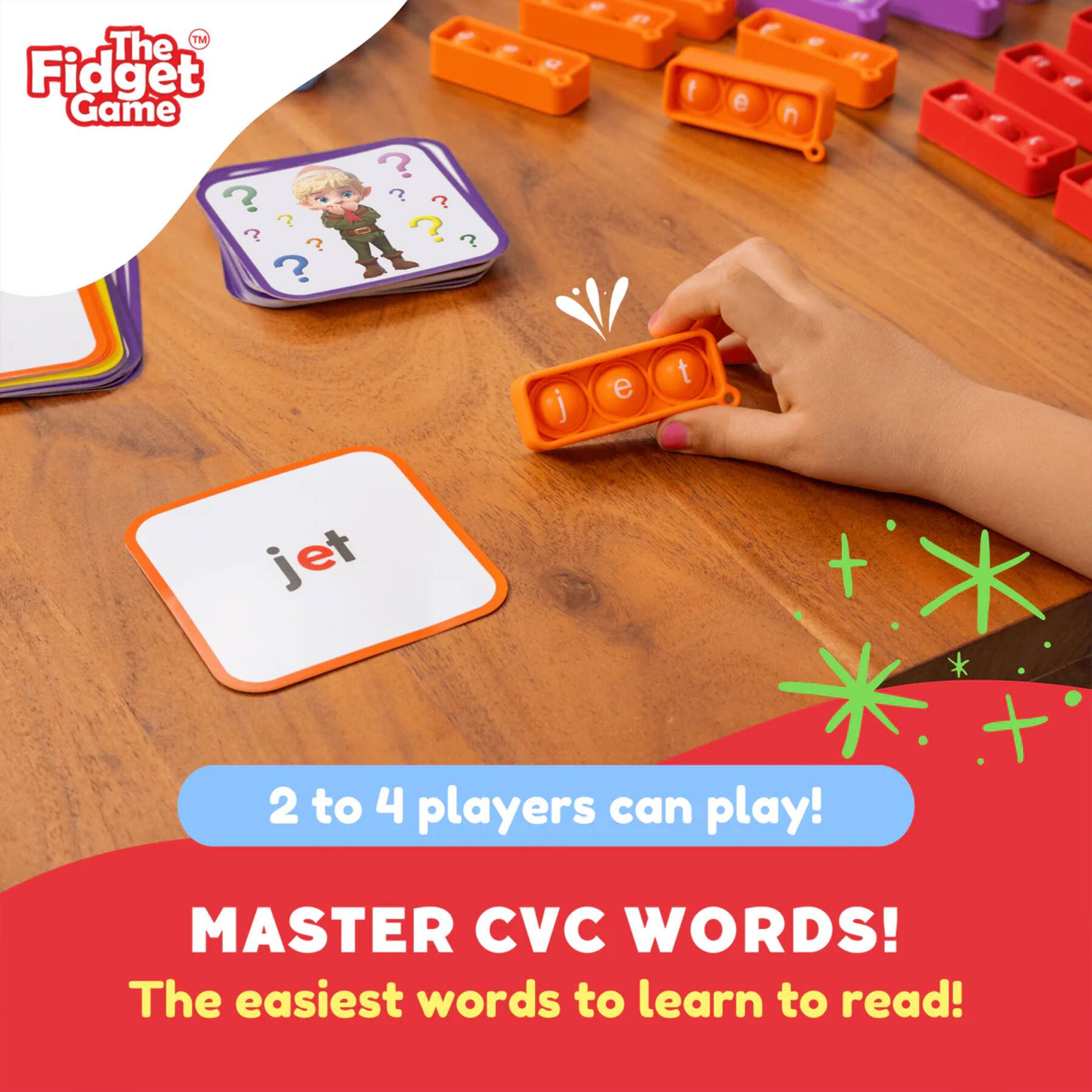 The Fidget Game Sneaky Elves CVC Reading Game Set