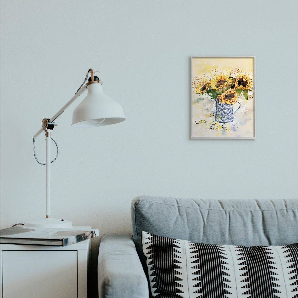 Stupell Industries Sunflower Assortment in Blue Patterned Pitcher Framed Wall Art