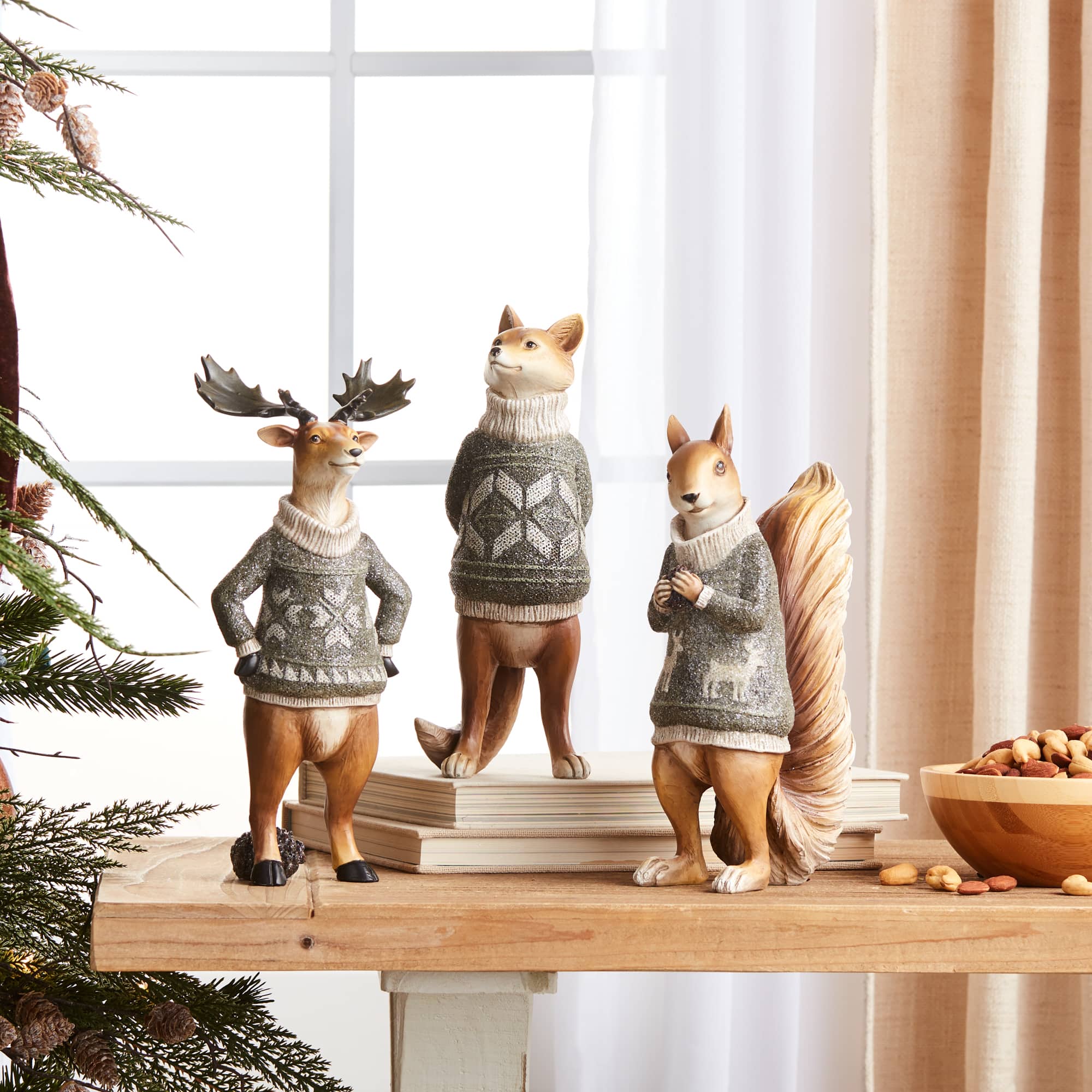 Winter Animals with Sweater Figurine Set