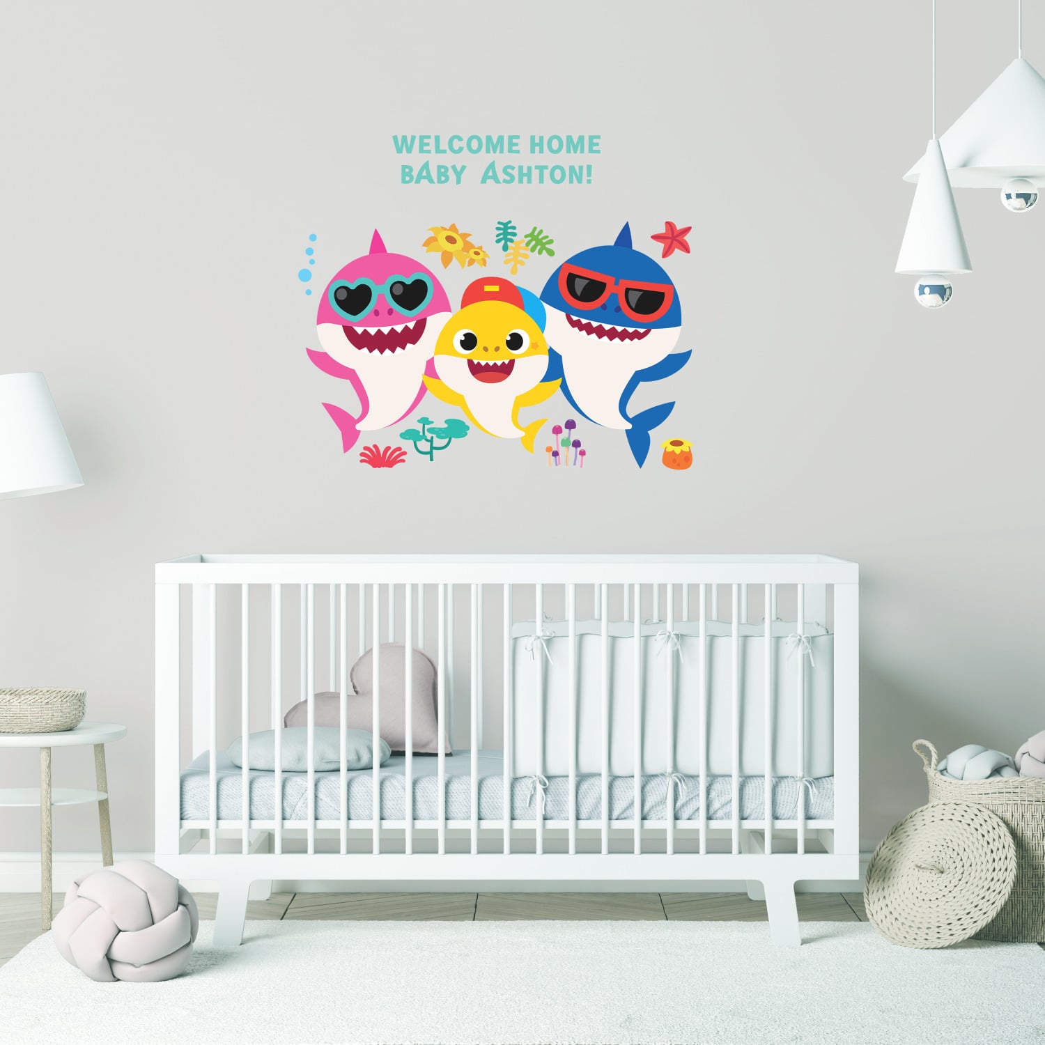 RoomMates Baby Shark Peel & Stick Giant Wall Decal Set with Alphabet