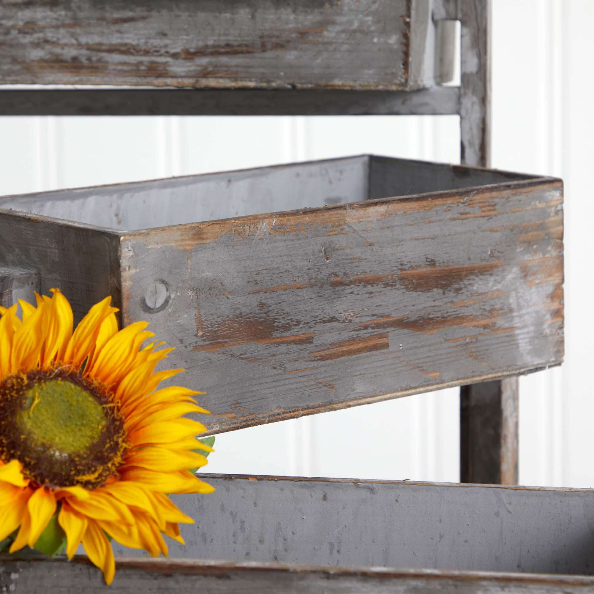 3.5ft. Gray Washed Expandable Decorative Planter