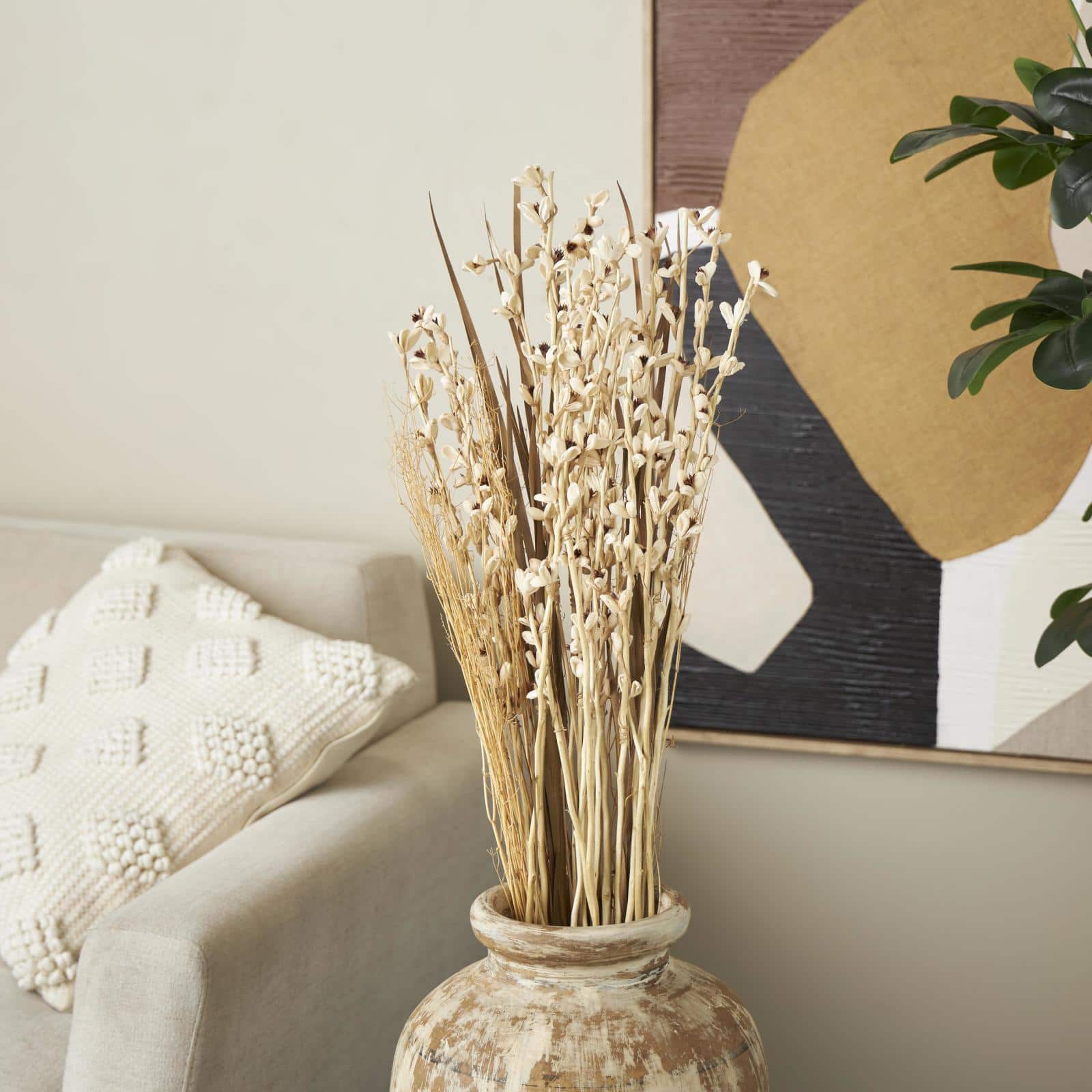 41" Cream Dried Plant Floral Bouquet Natural Foliage
