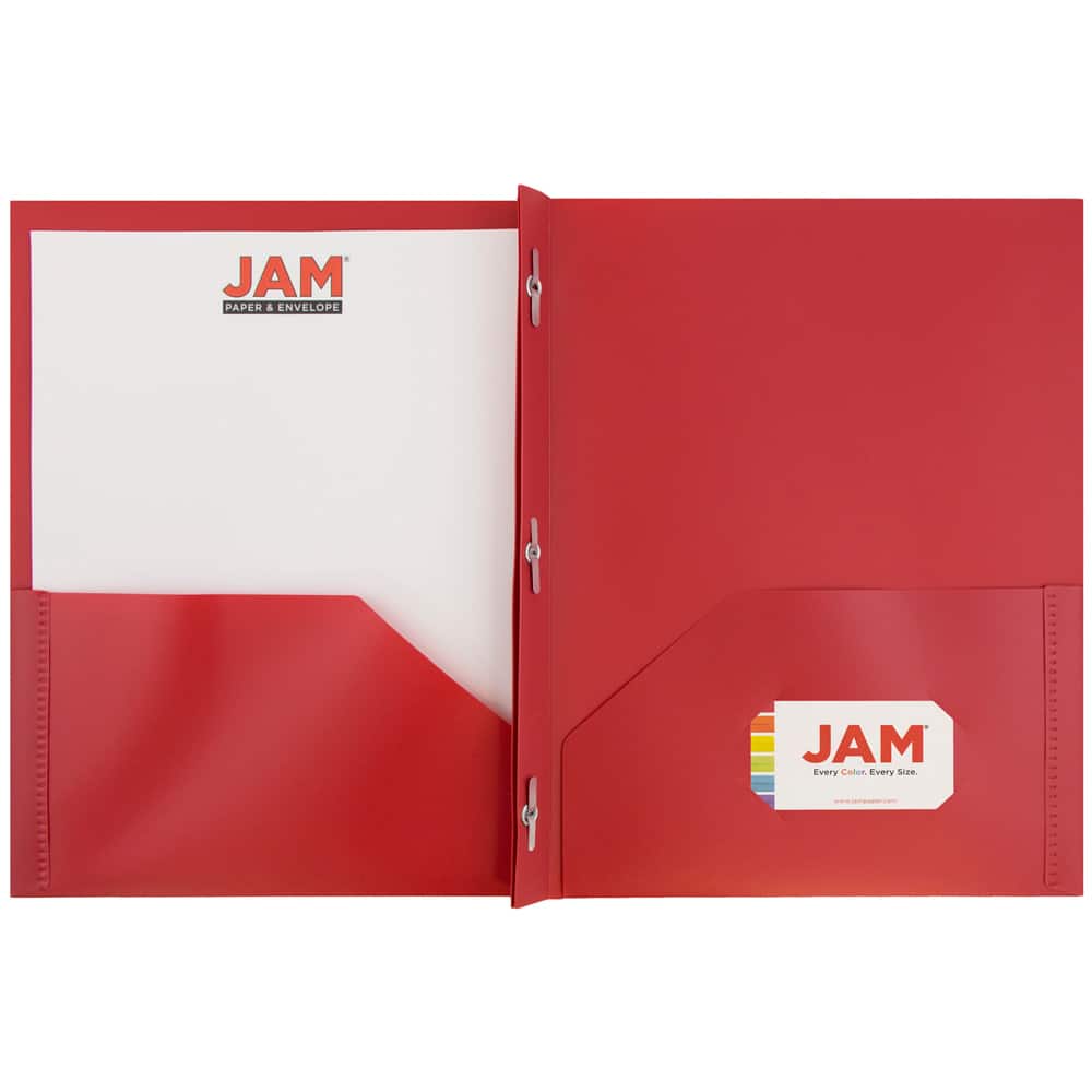 JAM Paper 9.5" x 11" Plastic 2 Pocket School POP Folders with Clasps, 6ct.