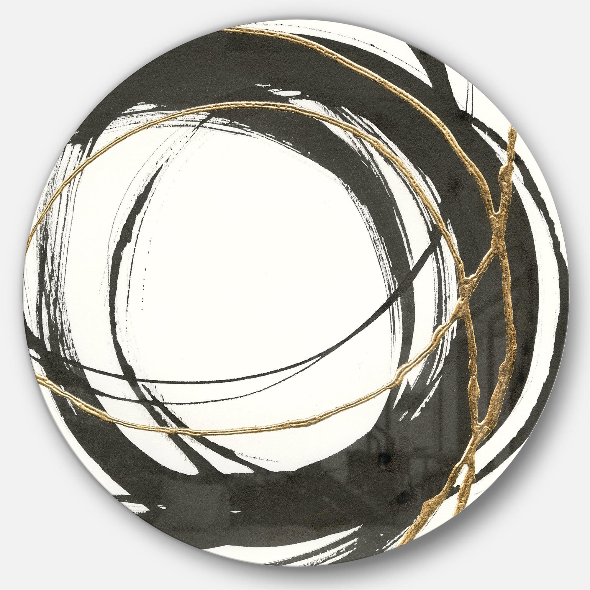 Designart - Gold Glamour Circle III - Geometric Metal Circle Wall Art