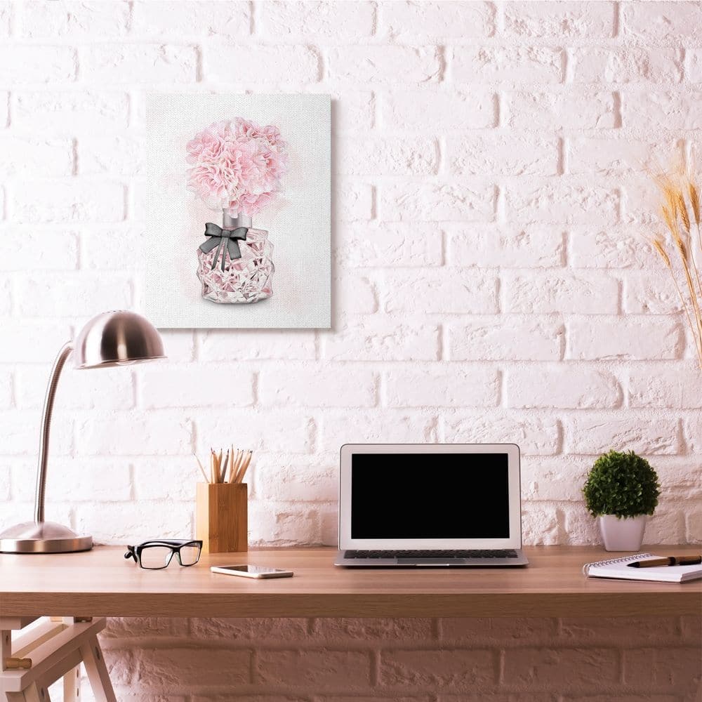 Stupell Industries Pink Flower Perfume Glam Fashion Design Canvas Wall Art