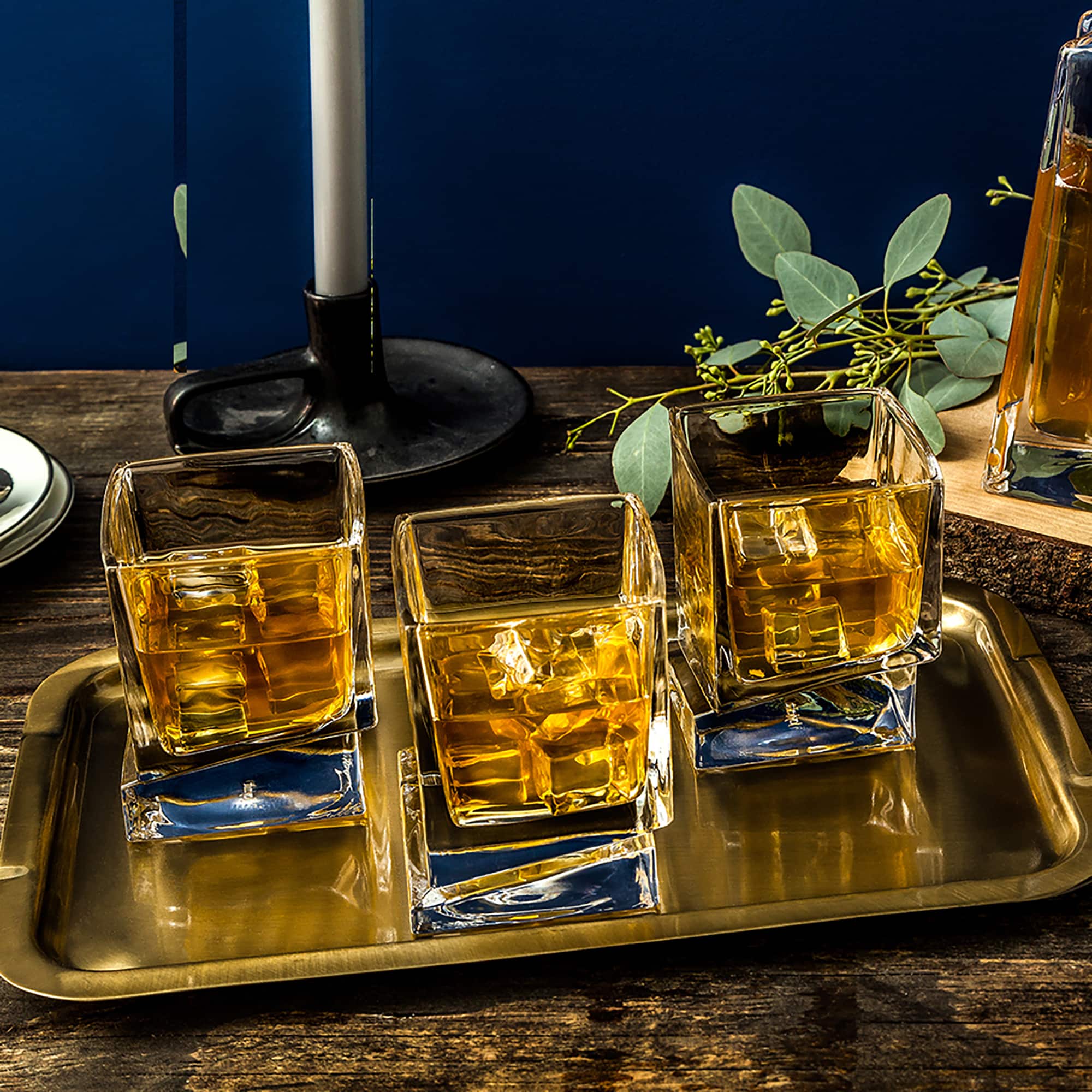 JoyJolt® Carre Square Heavy Base Crystal Whiskey Glasses, 4ct.