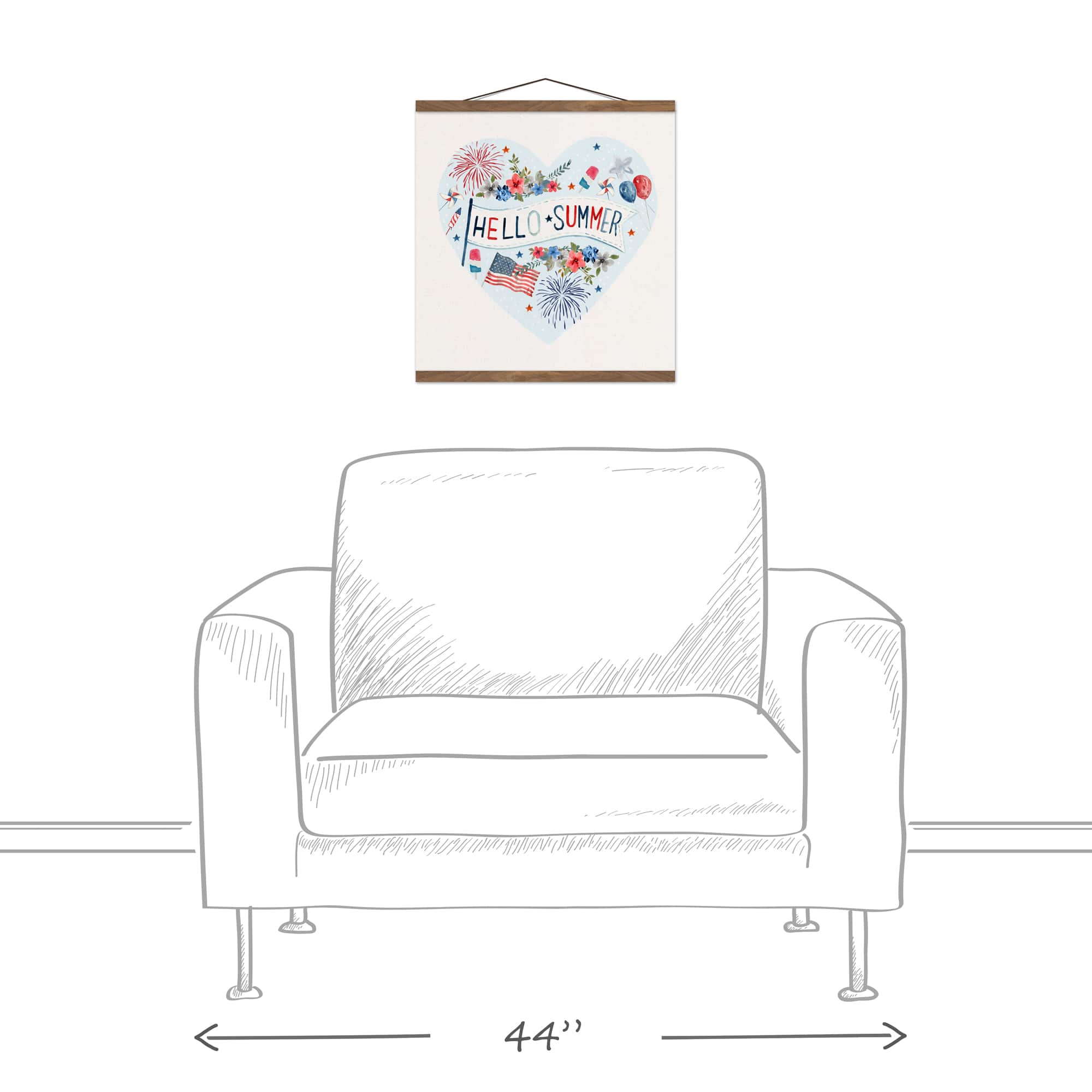 Hello Summer Icons Teak Hanging Canvas