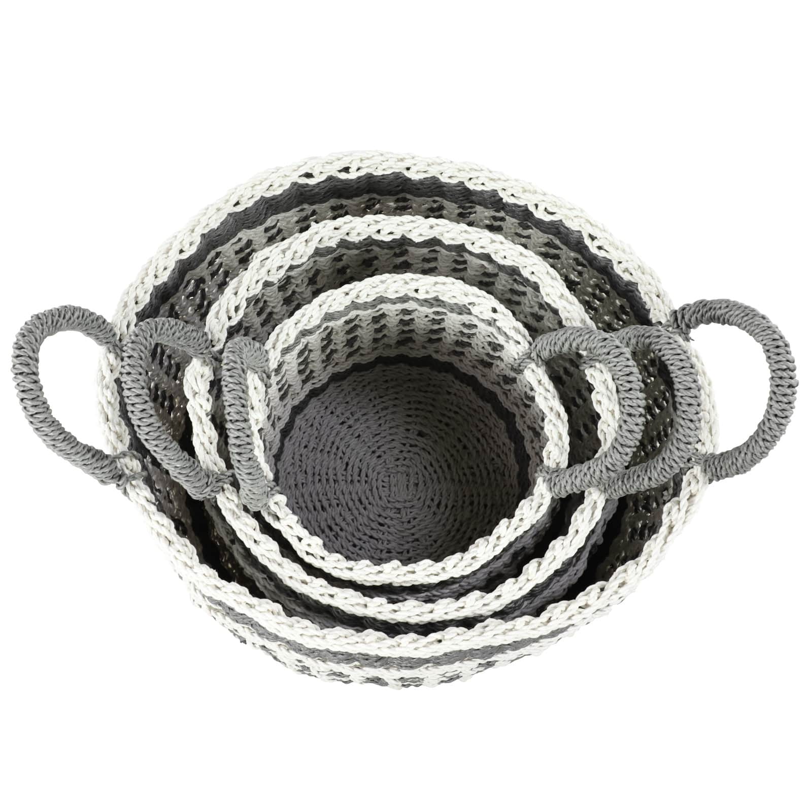 Gray Plastic Eclectic Storage Basket Set