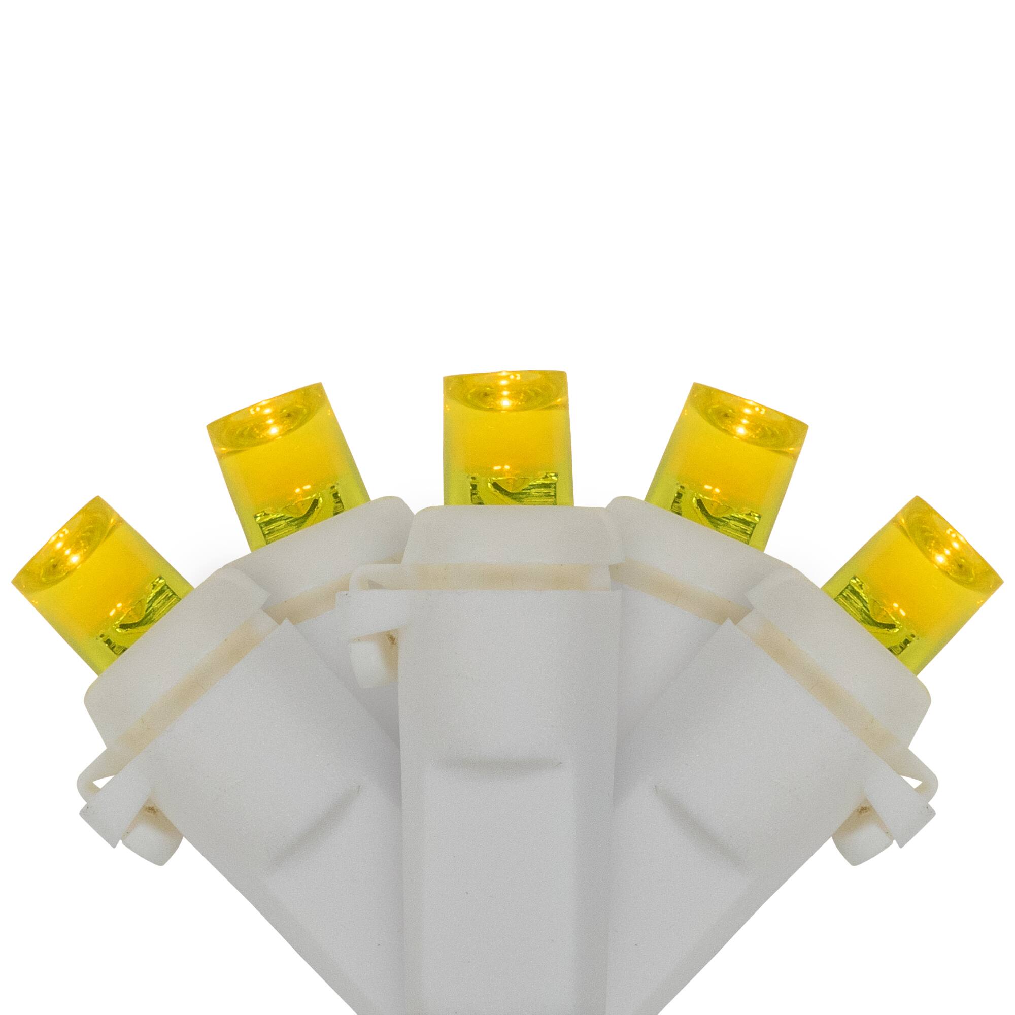 LED Wide Angle Christmas Lights - Yellow - 33' White Wire - 100 ct