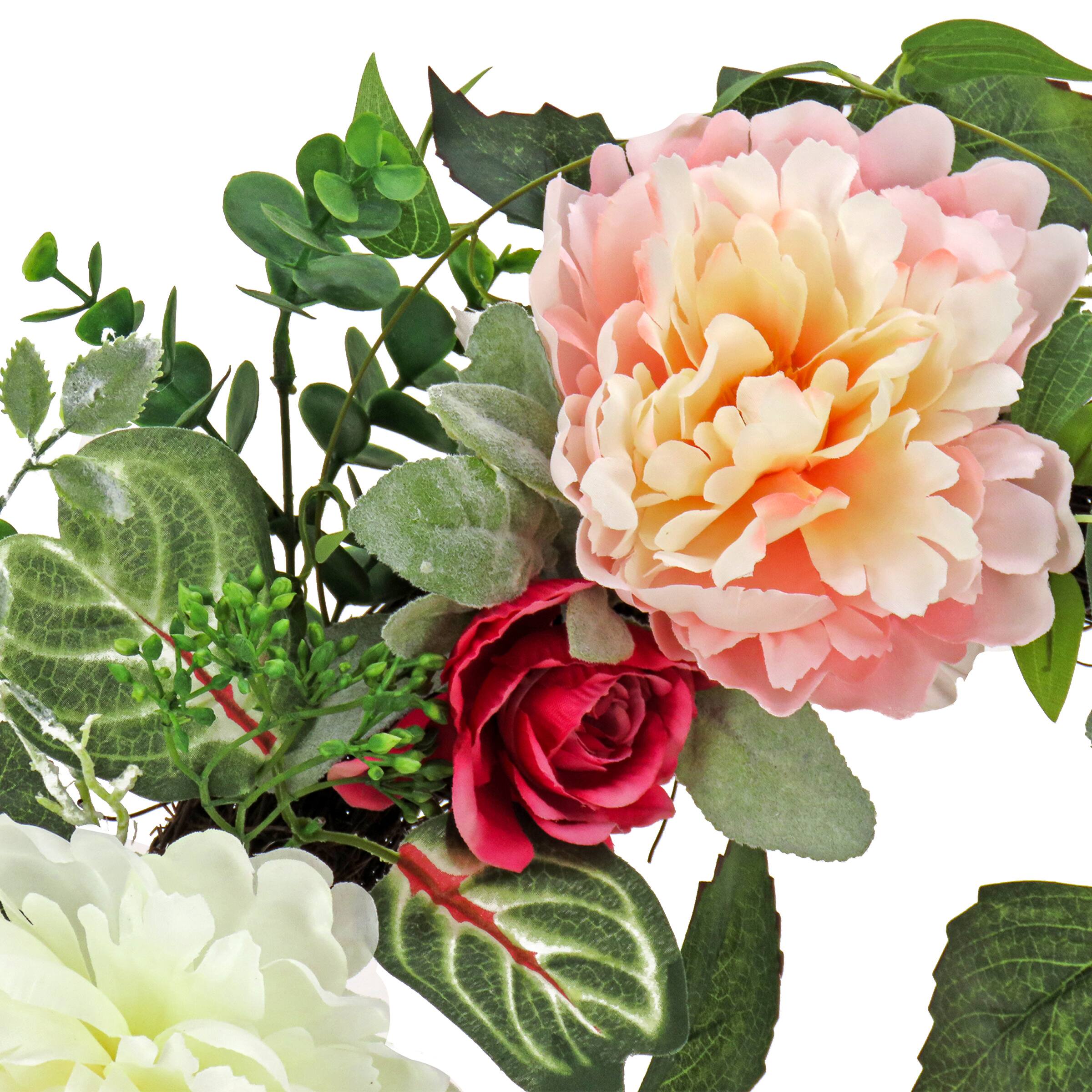22" Mixed Garden Flowers Spring Wreath