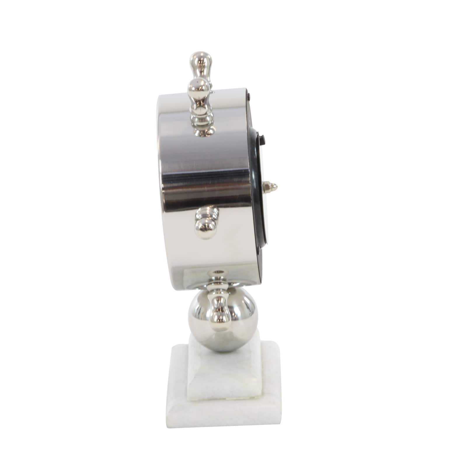 9" Silver Stainless Steel & Ceramic Boat Helm Clock