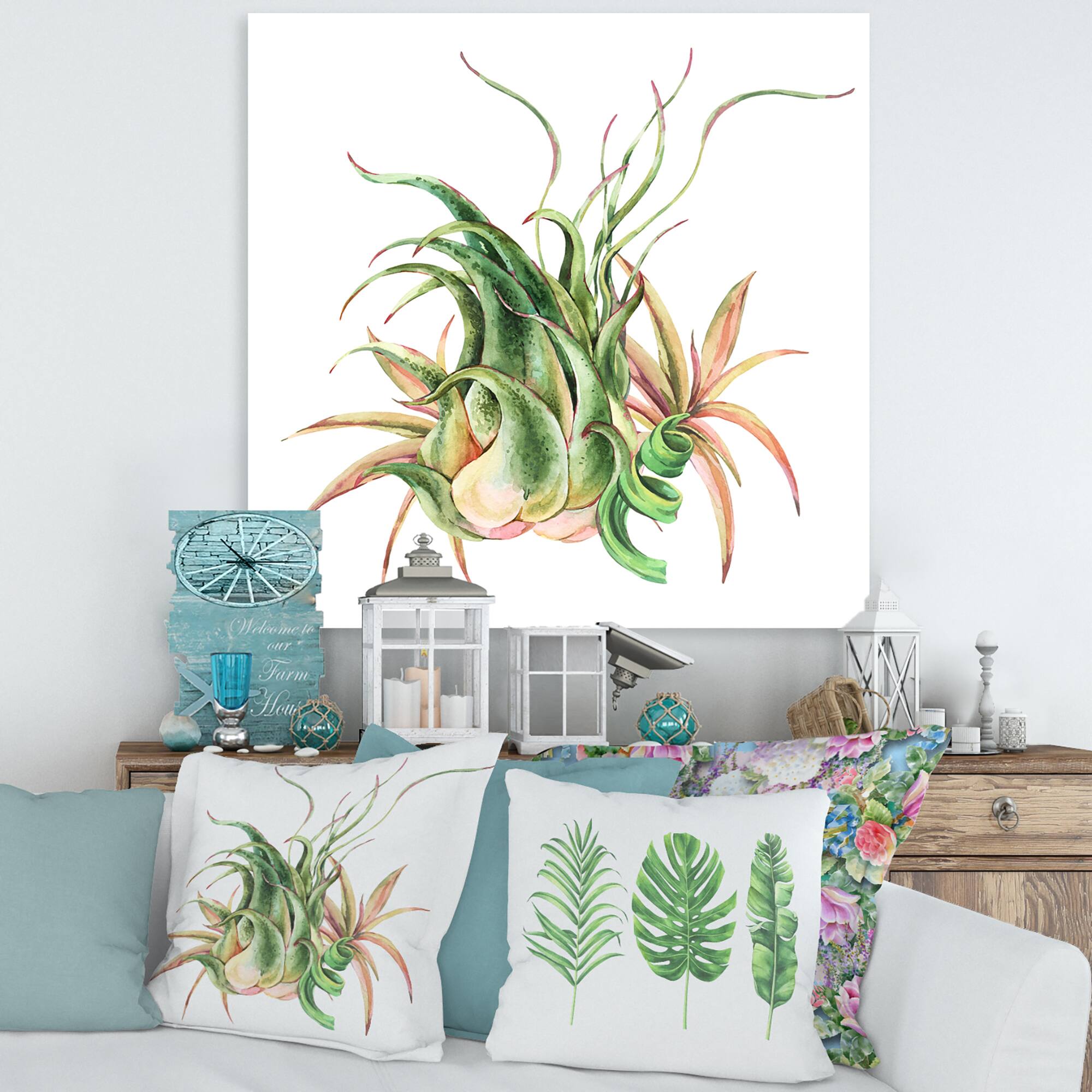 Designart - Tropical Leaves Air Plant Succulent