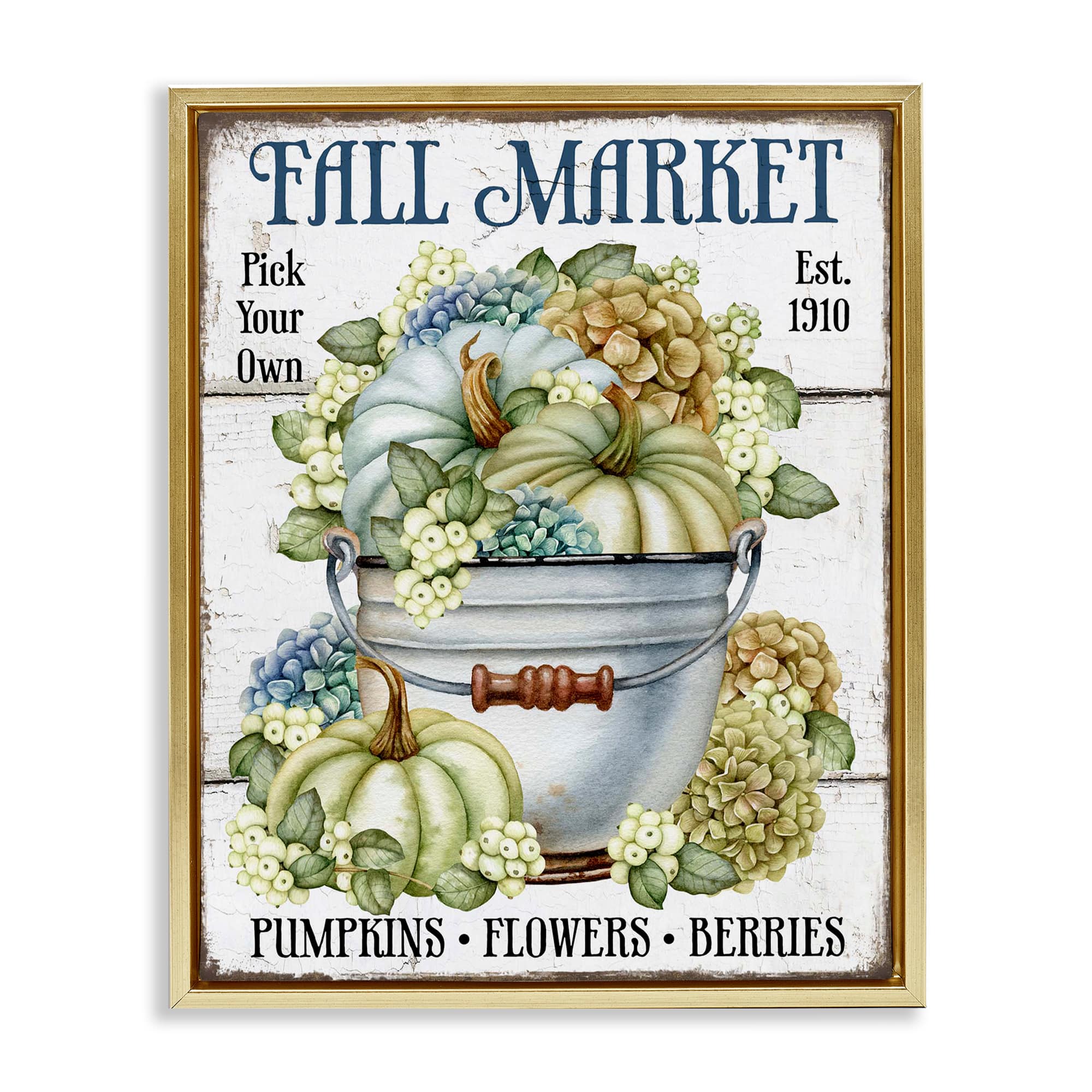 Stupell Industries Vintage Pumpkins & Hydgrangea Floater Framed Art