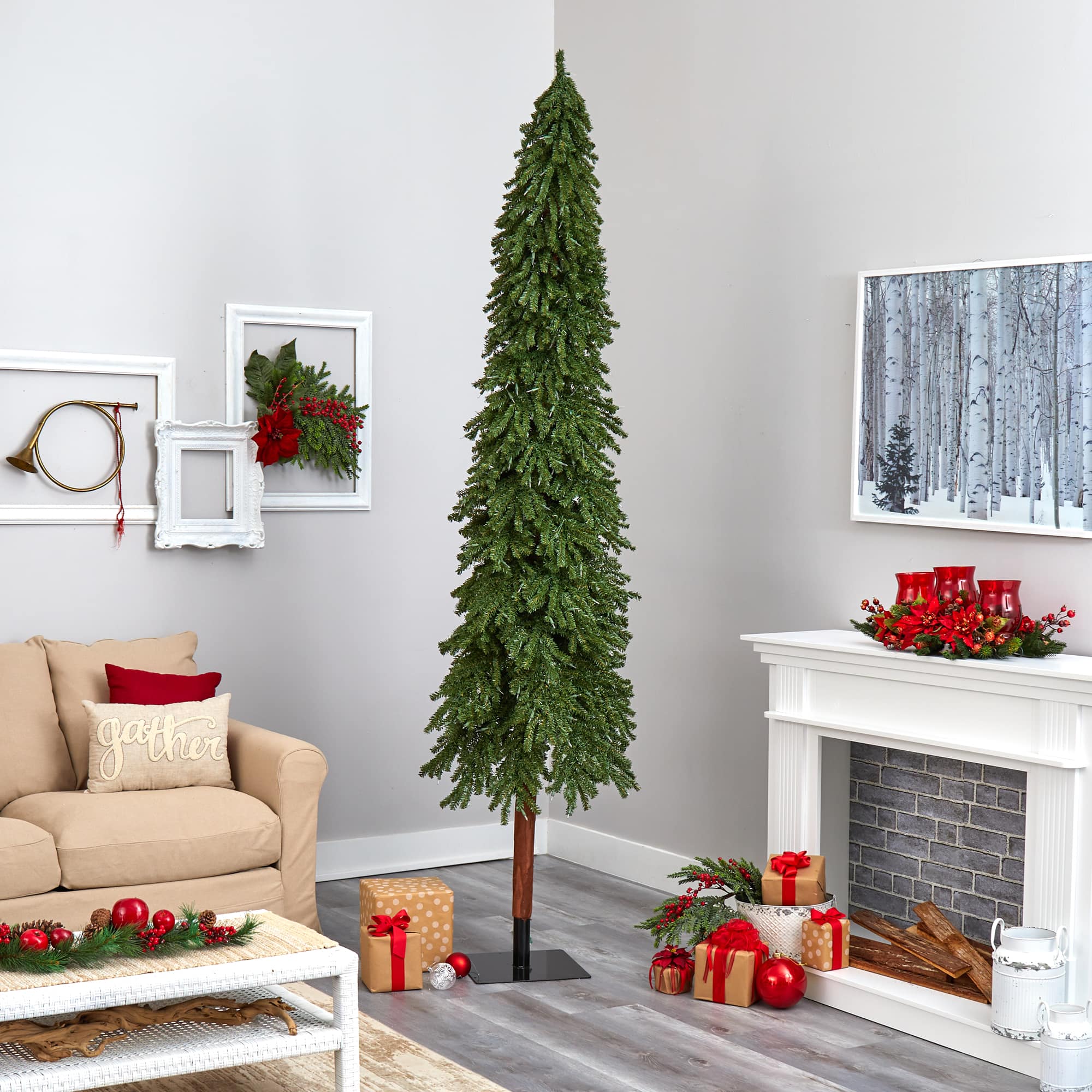 9ft. Pre-Lit Grand Alpine Artificial Christmas Tree, Clear Lights