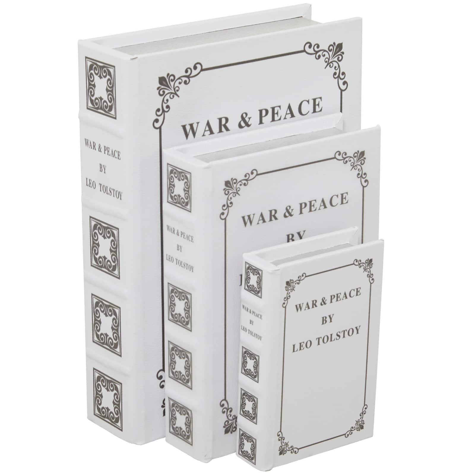 Off White Faux Leather Faux Book Box Set