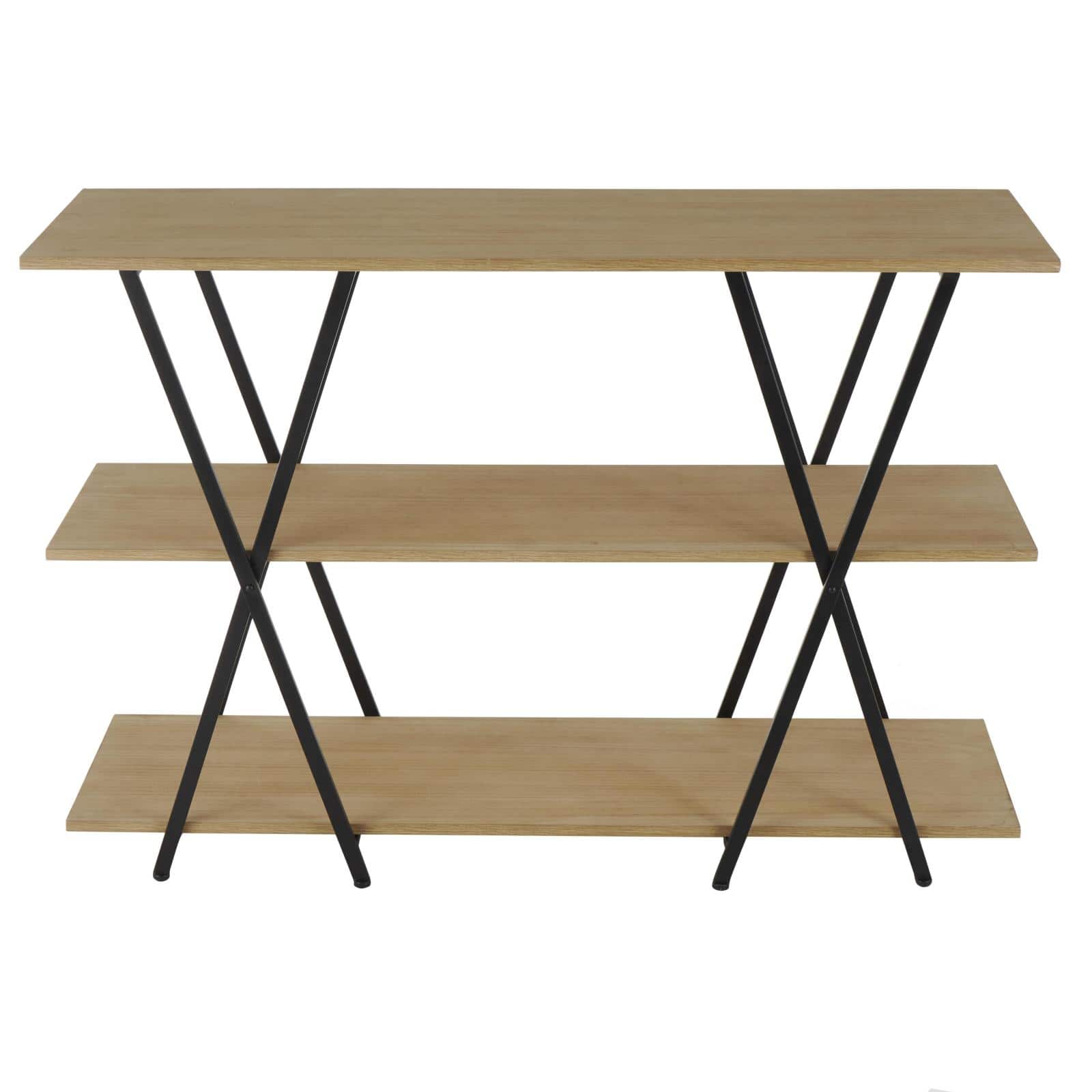 47" x 32" Brown Metal 3 Shelf Storage Shelving Unit with Black Metal Frame