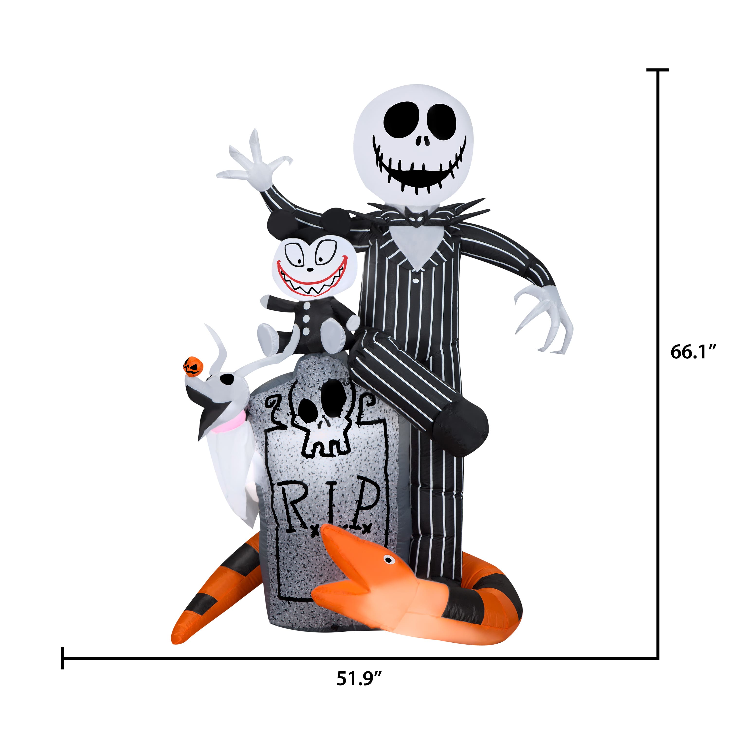 5.5ft. Airblown® Disney® Inflatable Jack Skellington Halloween Scene with Scary Teddy, Zero & Snake Lighted Décor