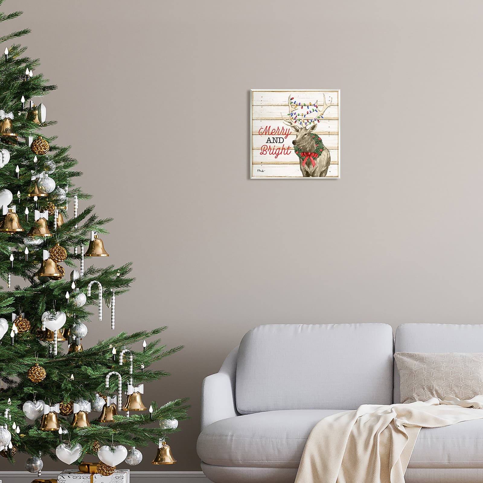 Stupell Industries 12" x 12" Merry & Bright Deer Wall Plaque Art