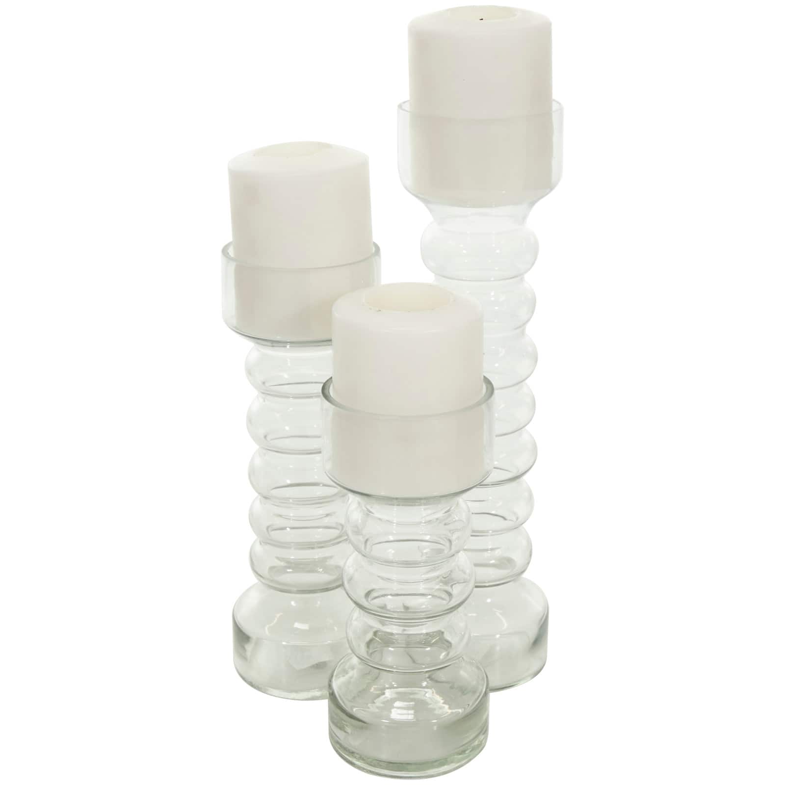 Clear Glass Candle Holder Set