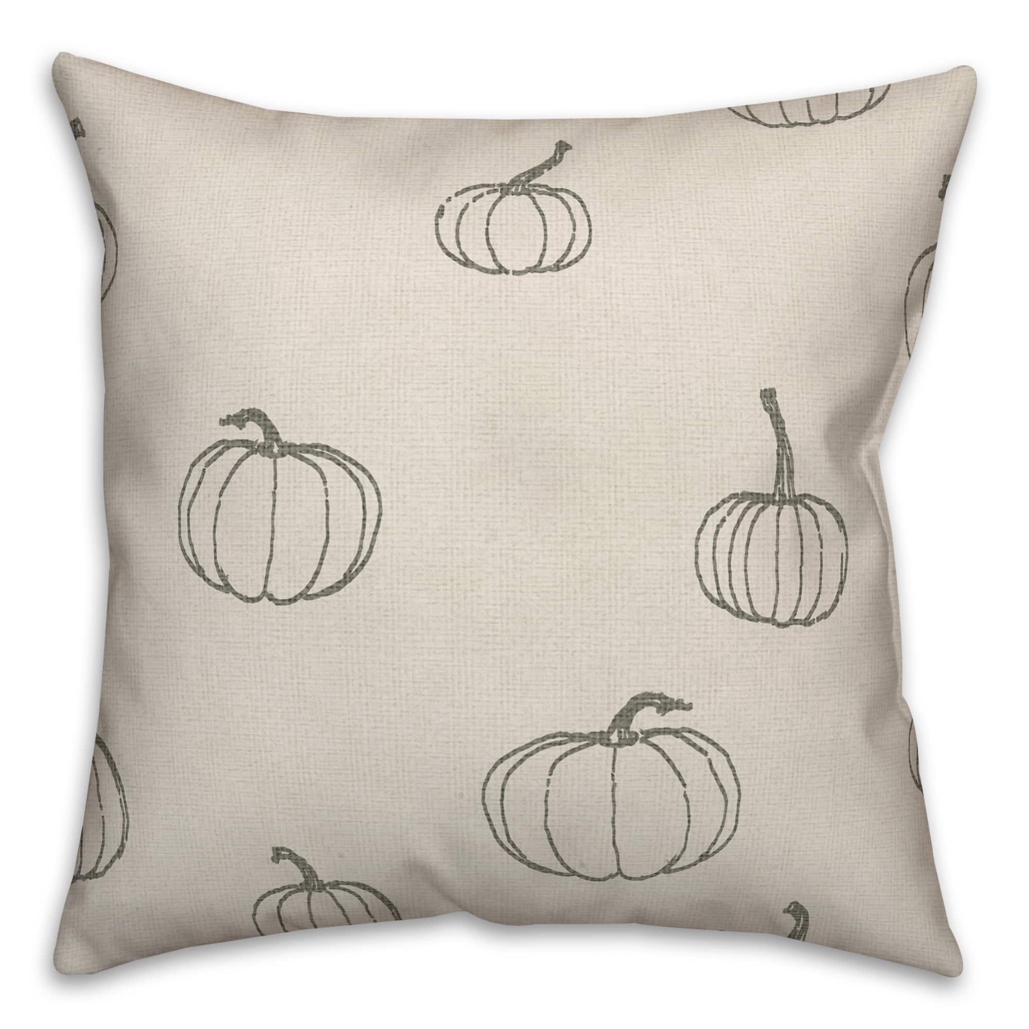 Gray Mini Pumpkin Pattern Throw Pillow