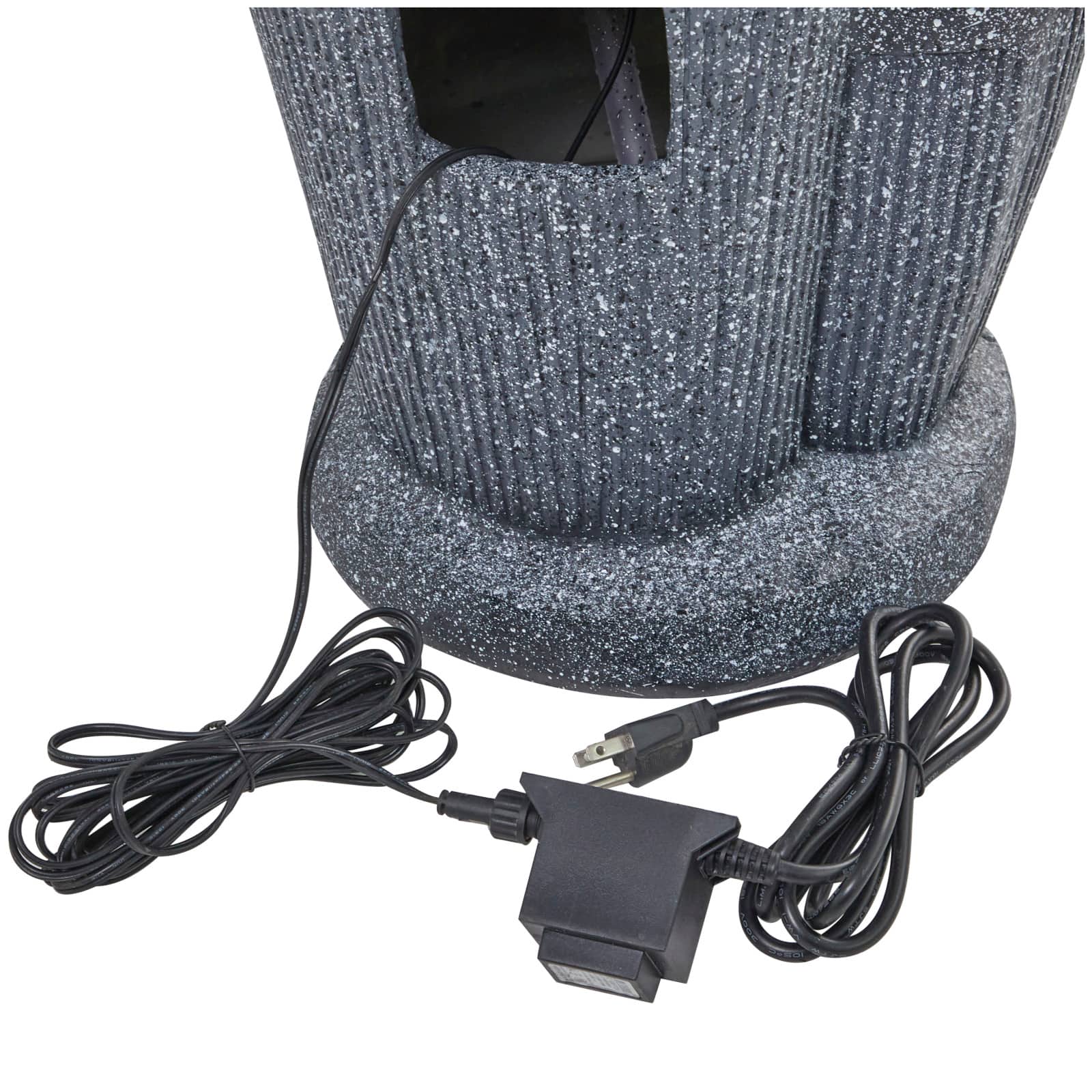 35" Dark Gray Fiberglass 3-Tier Fountain with LED Light