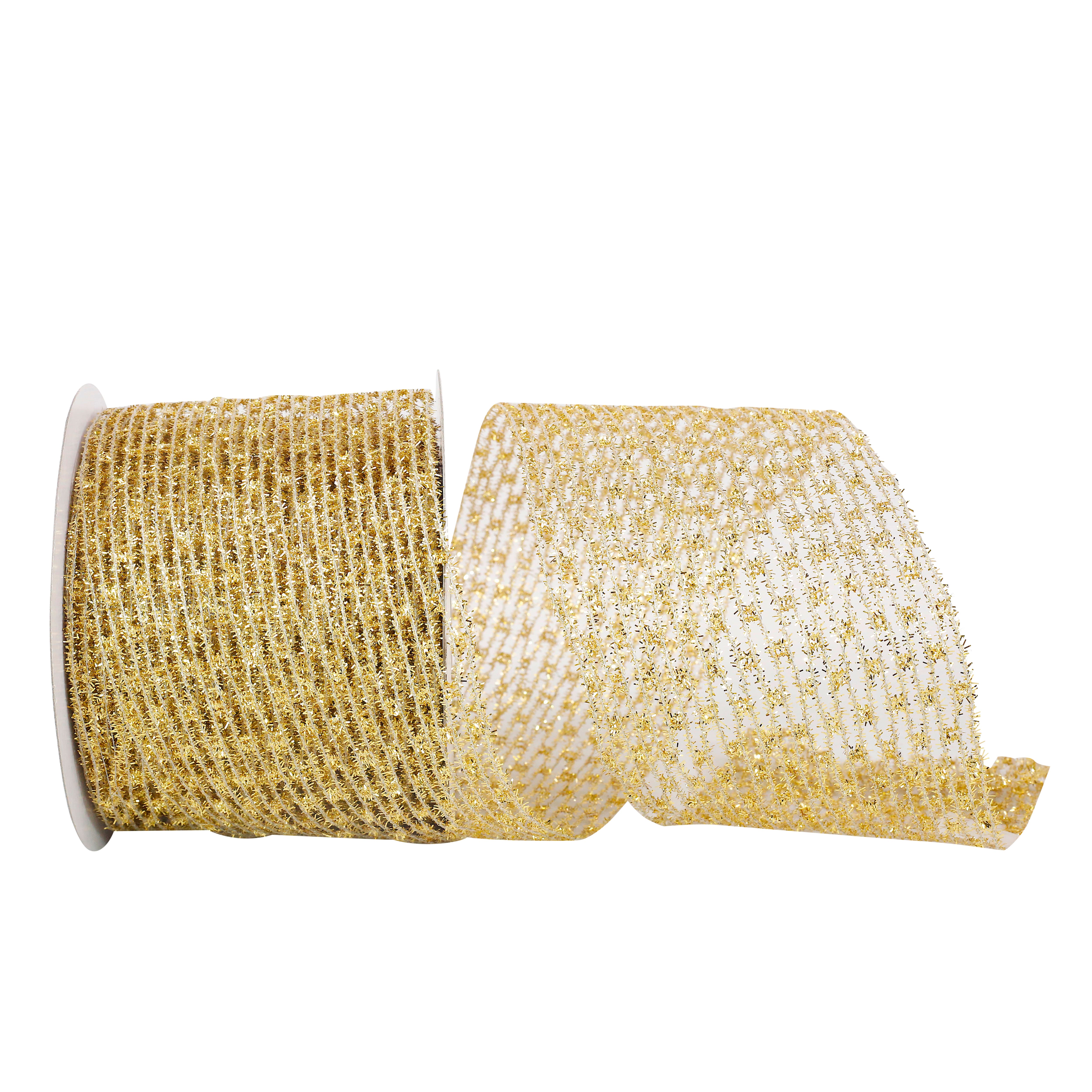 Reliant 4" x 10yd. Gold Flex Net Stretch Metallic Wired Ribbon