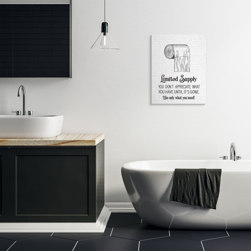 Stupell Industries Funny Limited Supply Bathroom Toilet Paper Home Quote Canvas Wall Art