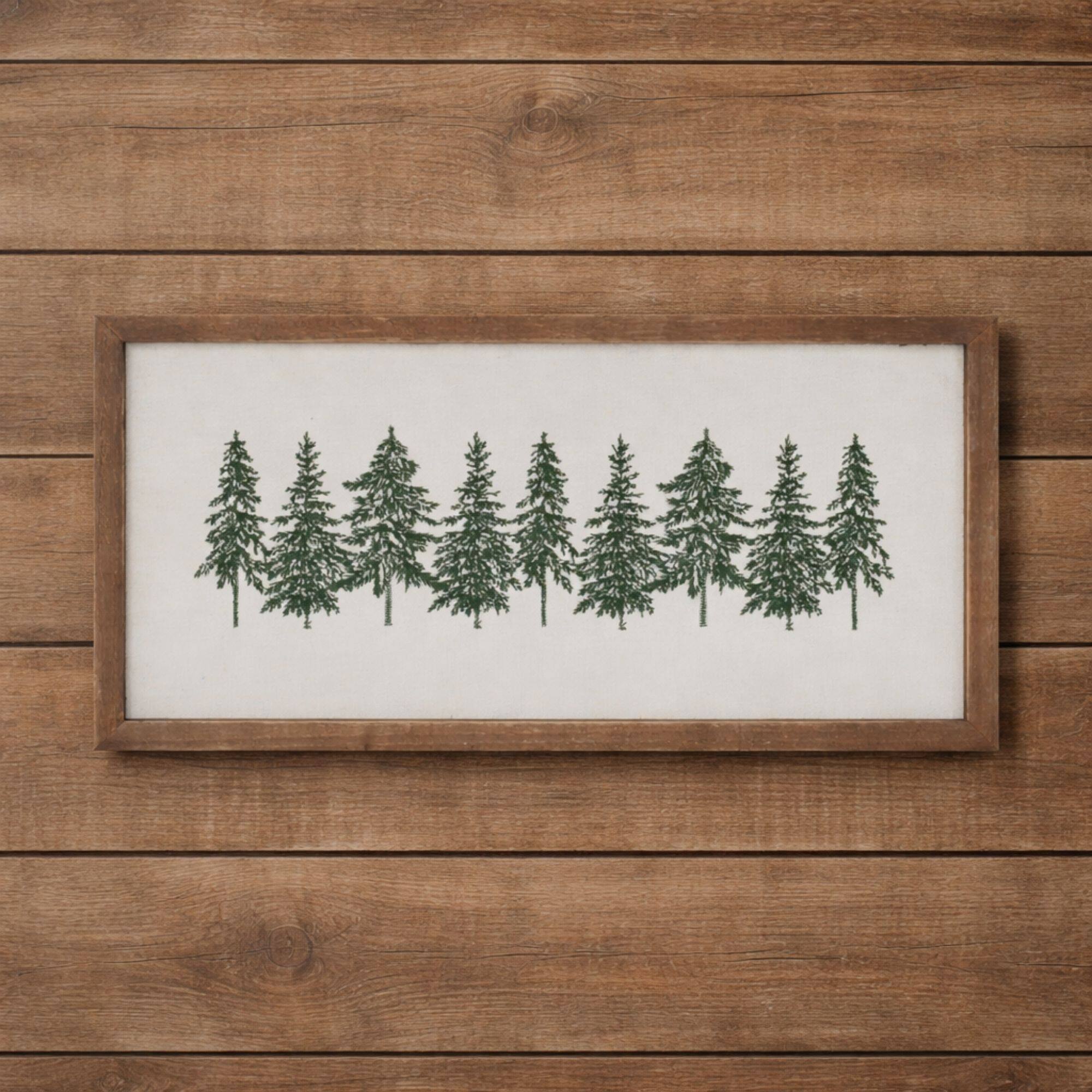 Melrose 16" x 8" Embroidered Pine Tree Wall Art